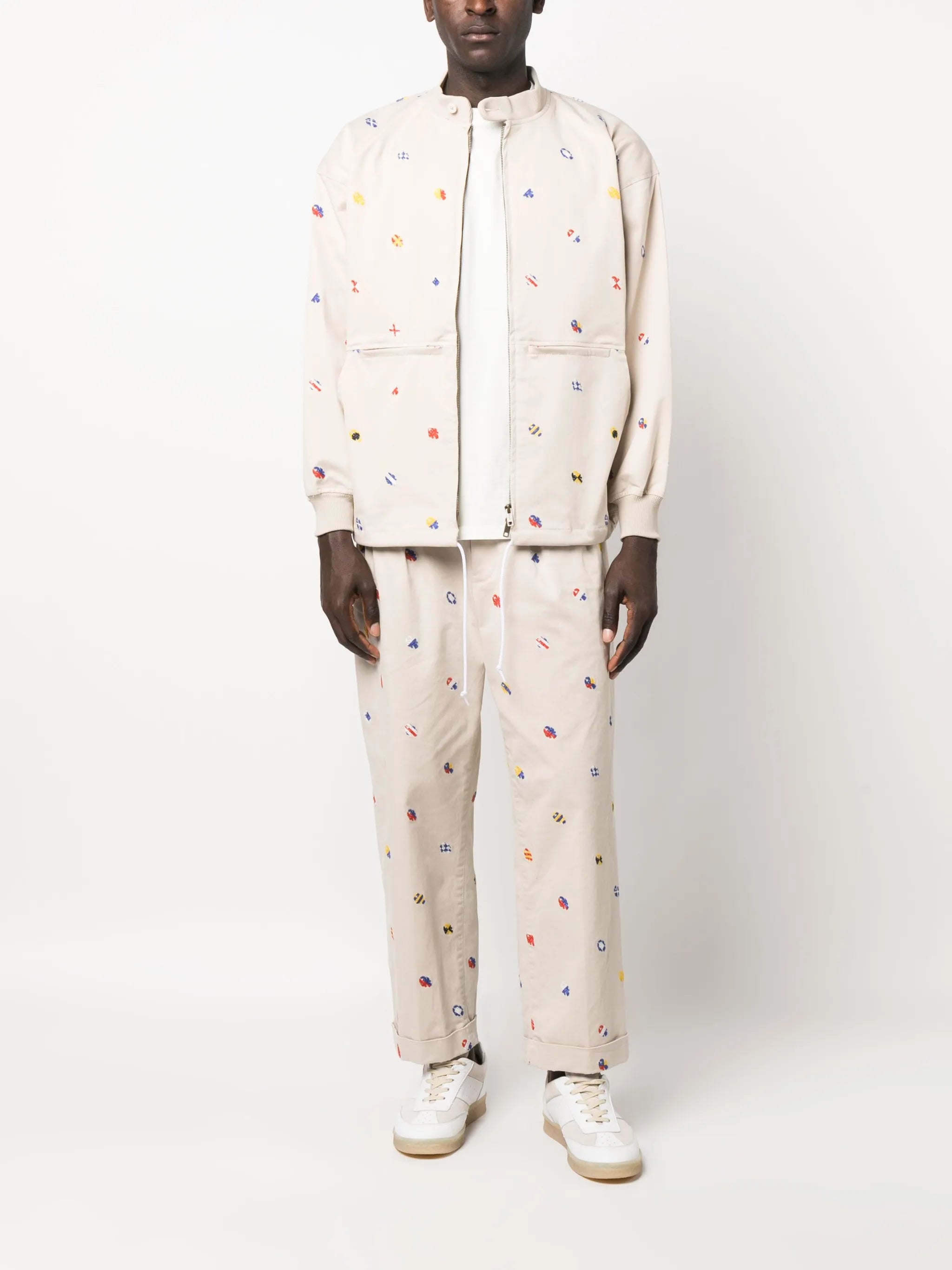 embroidered-design trousers