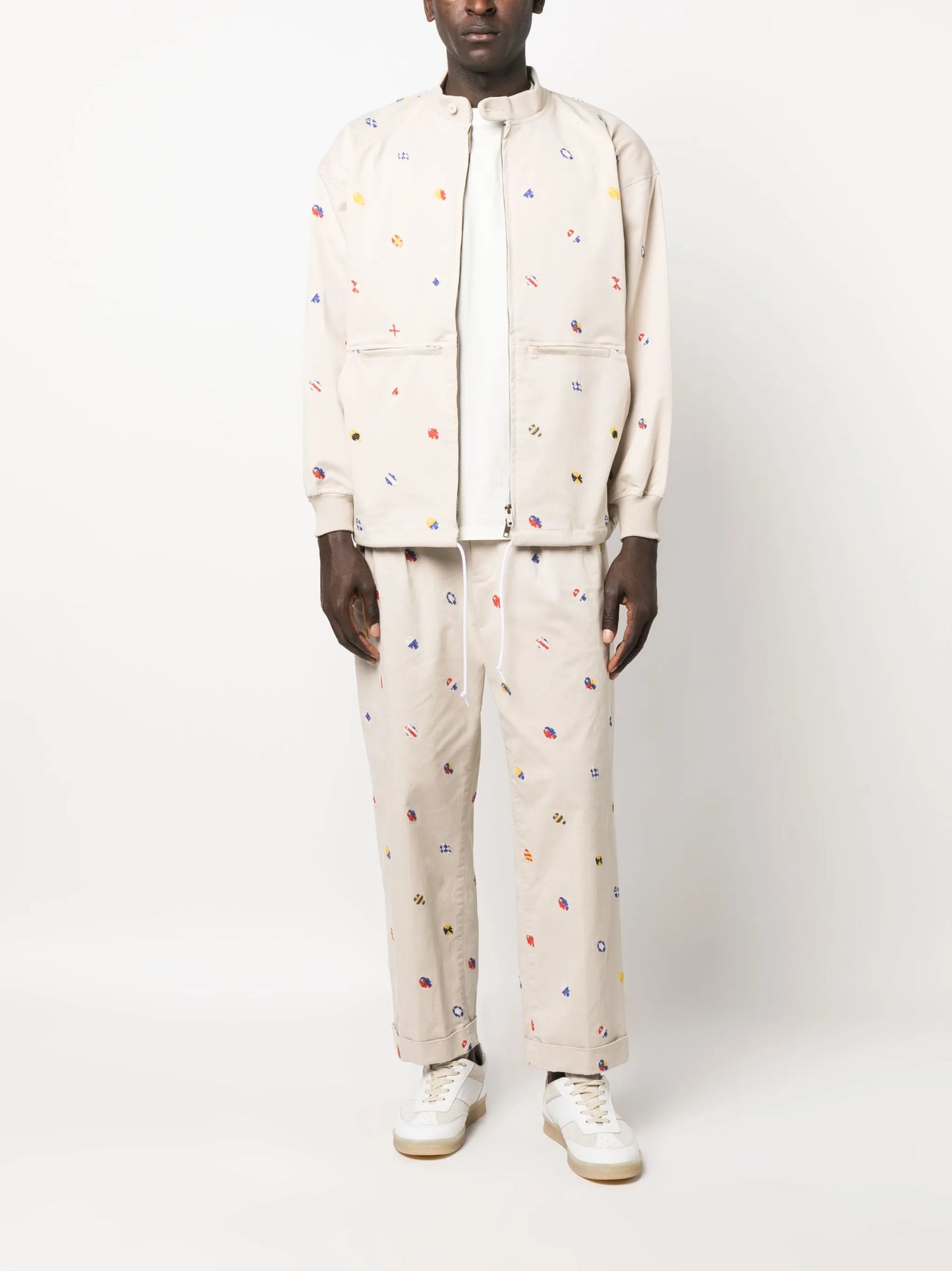 embroidered-design trousers