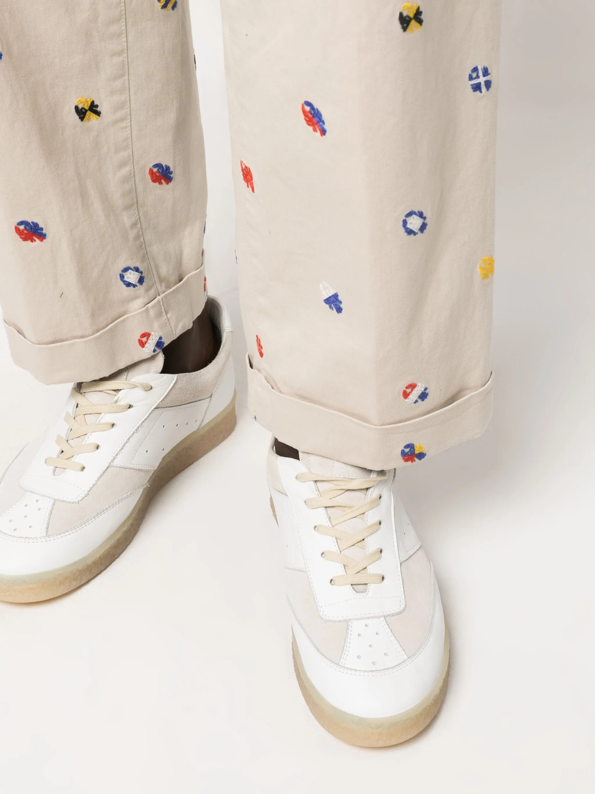 embroidered-design trousers