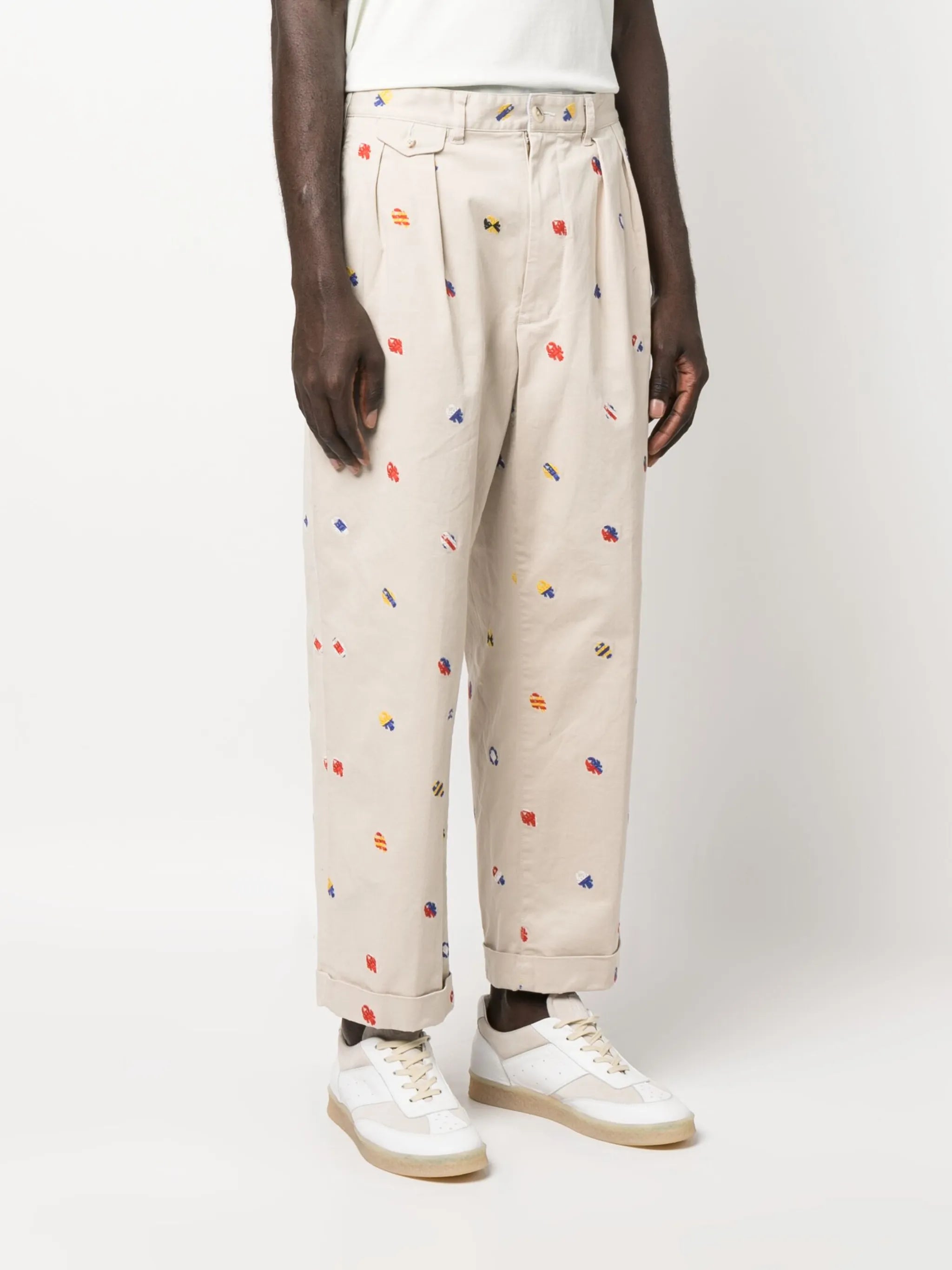 embroidered-design trousers