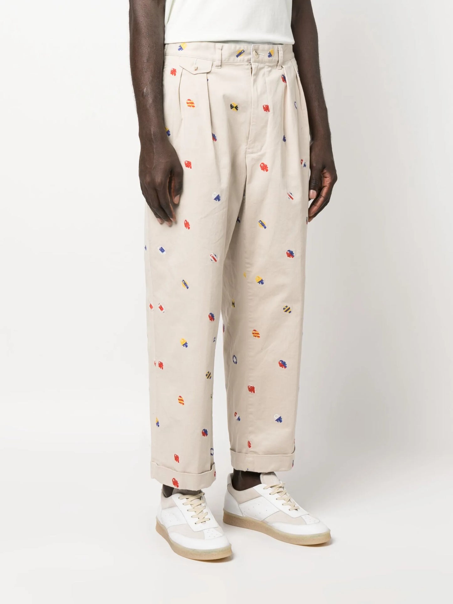 embroidered-design trousers