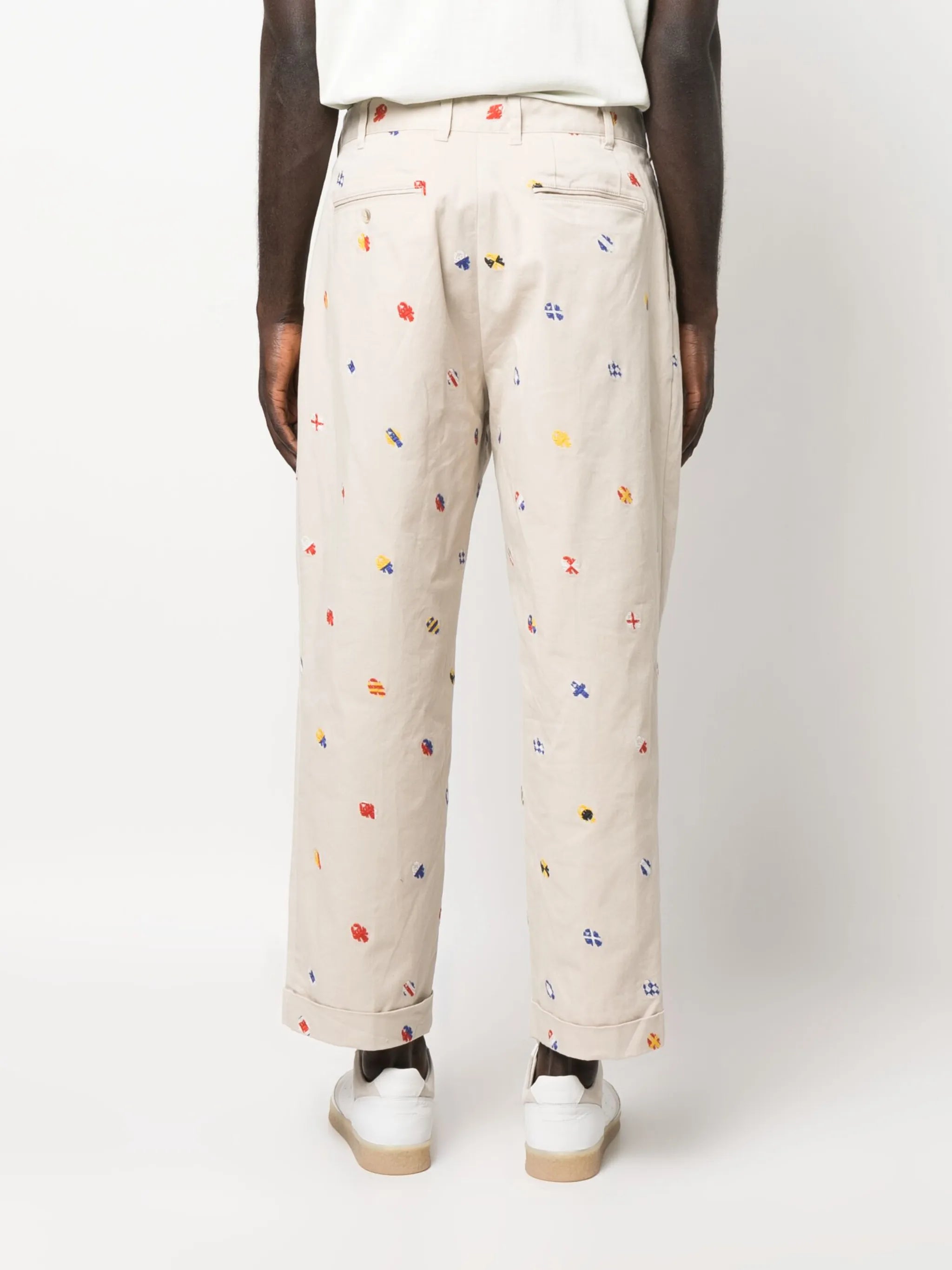 embroidered-design trousers