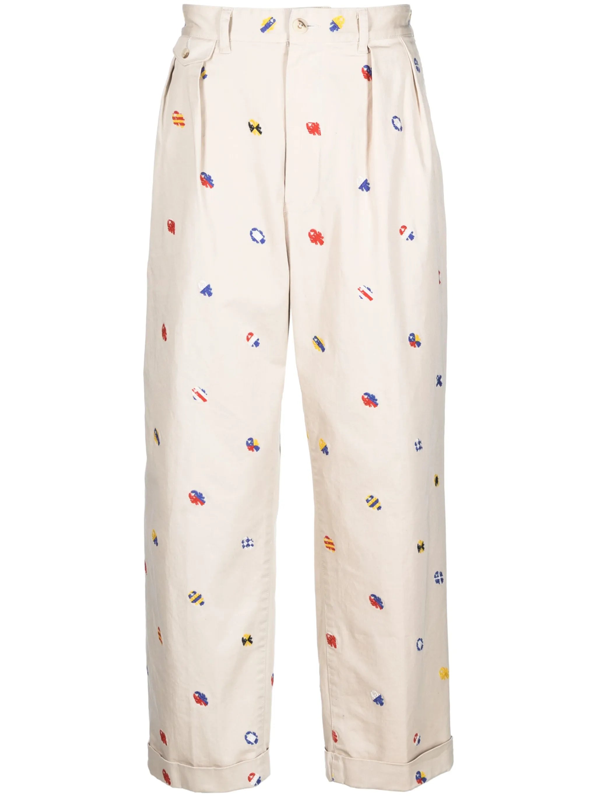 embroidered-design trousers