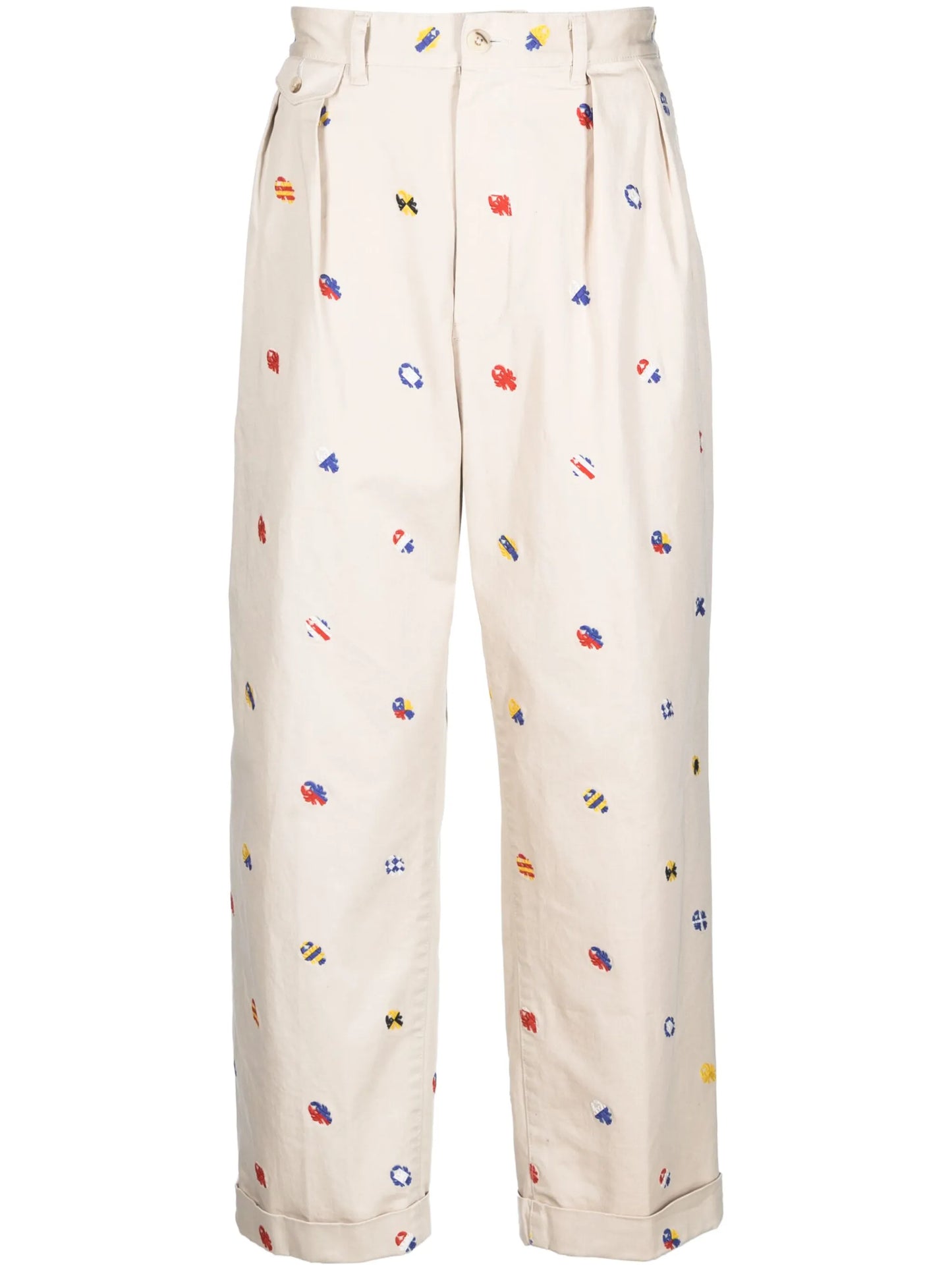 embroidered-design trousers