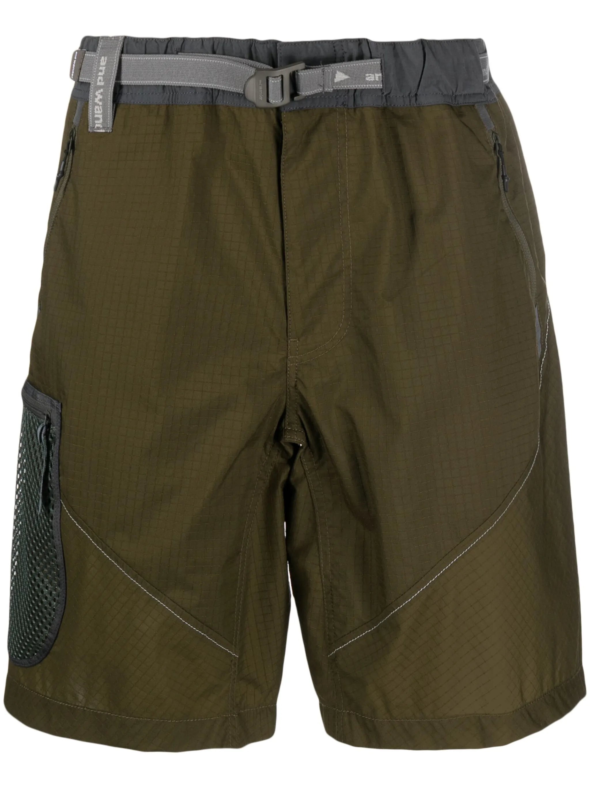 ripstop knee-length belted shorts