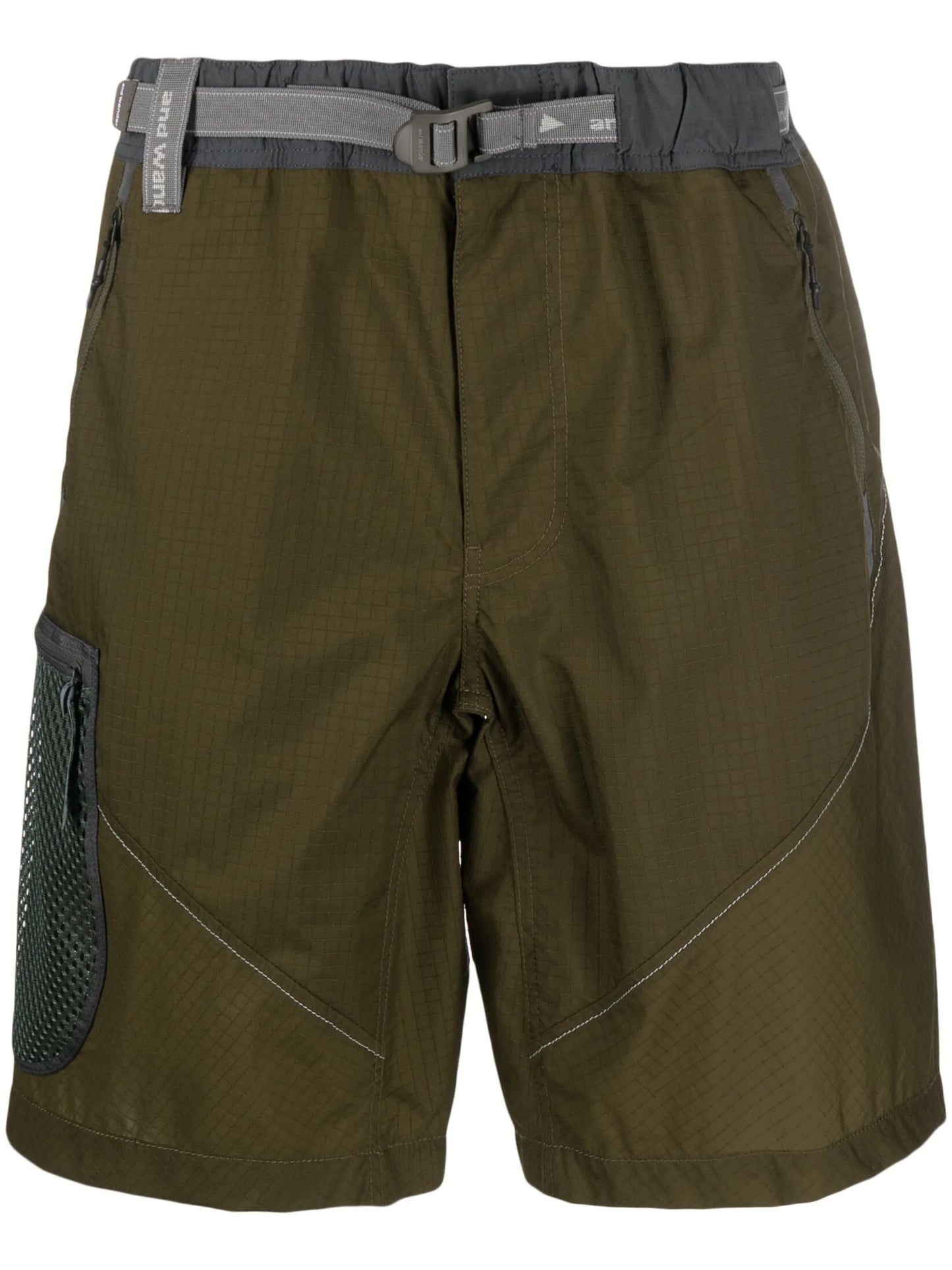 ripstop knee-length belted shorts