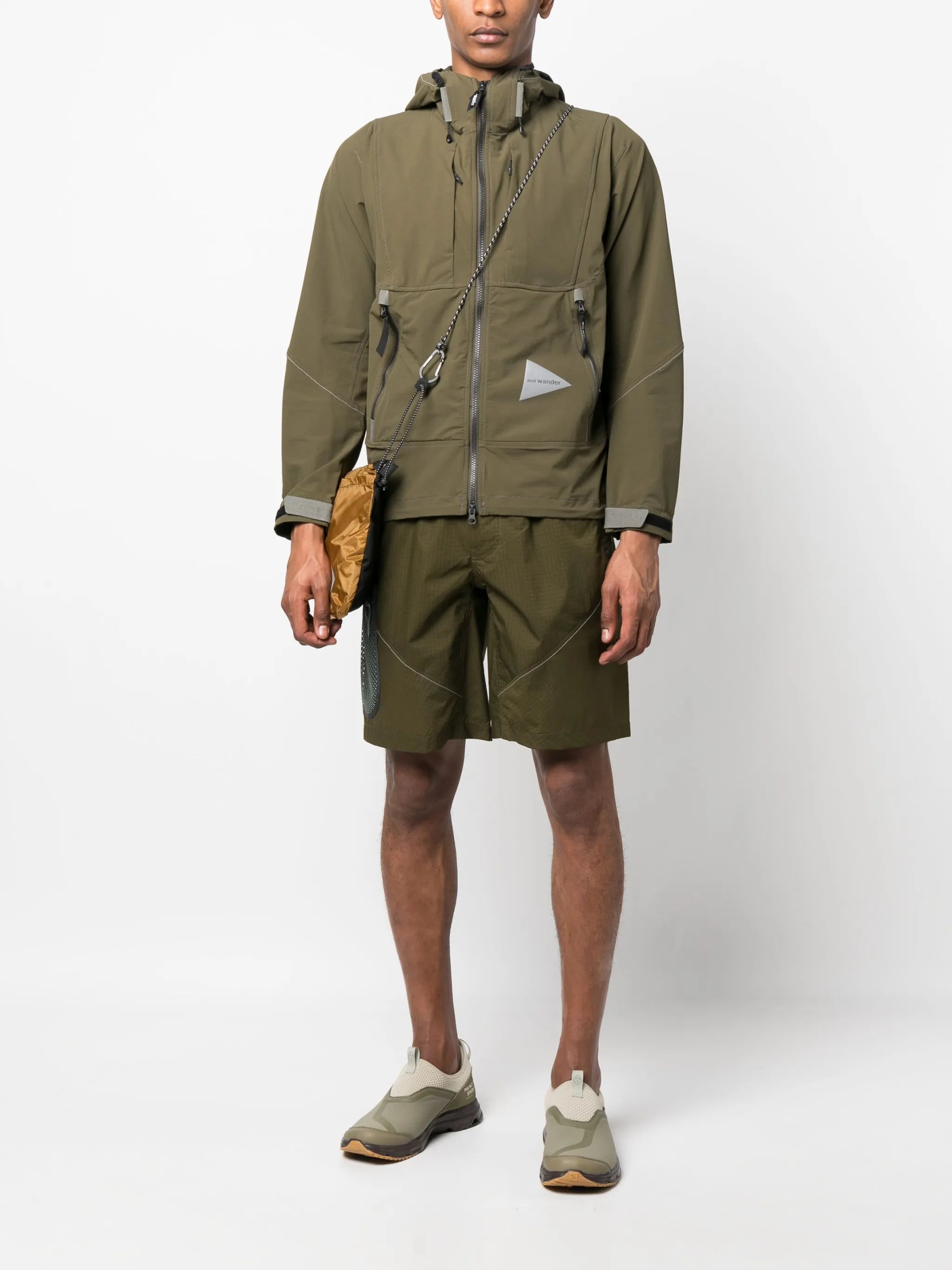 ripstop knee-length belted shorts