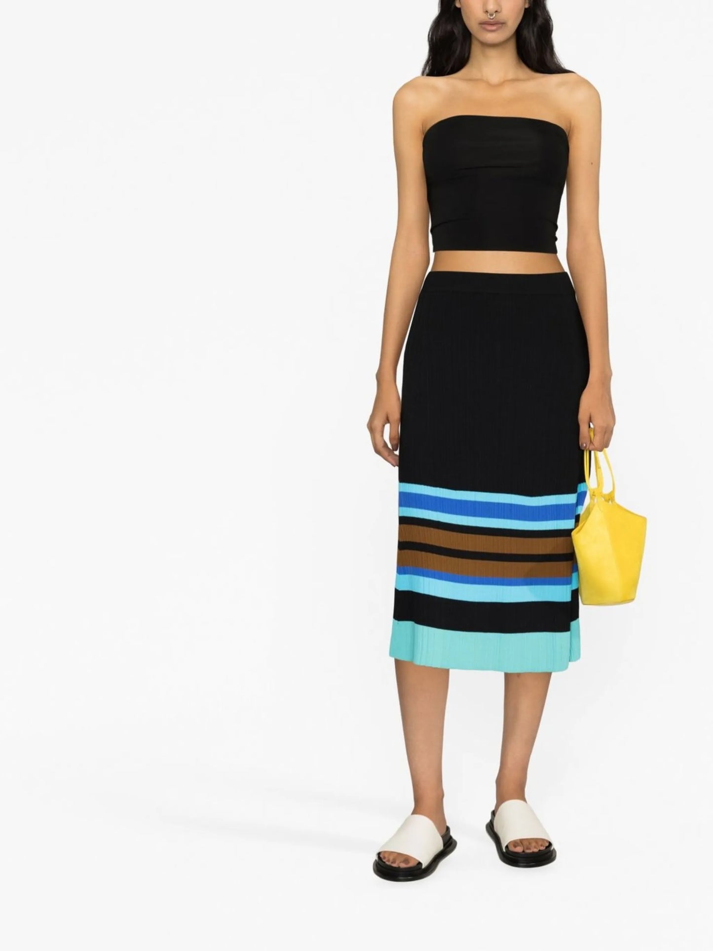 striped A-line skirt