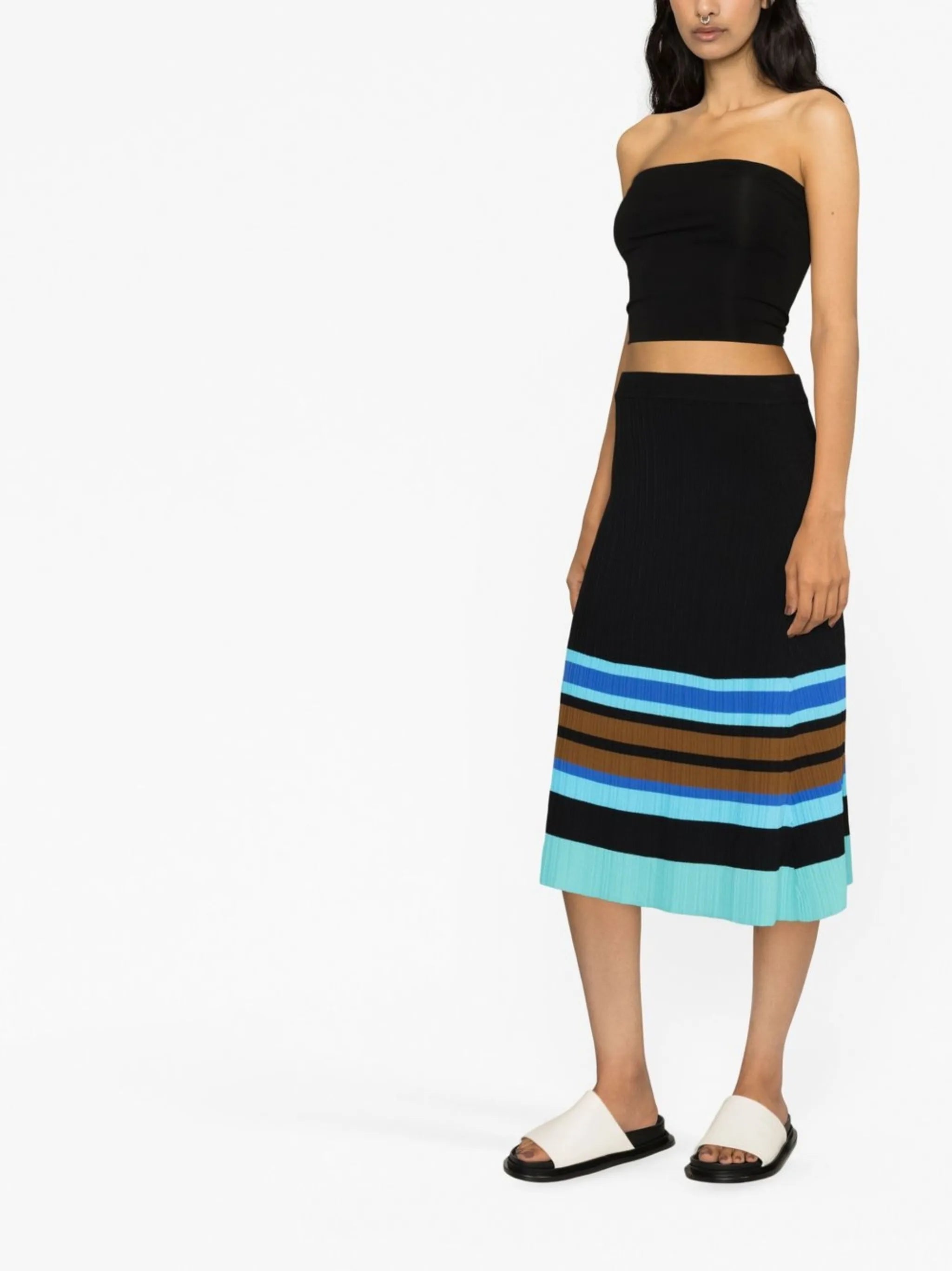 striped A-line skirt