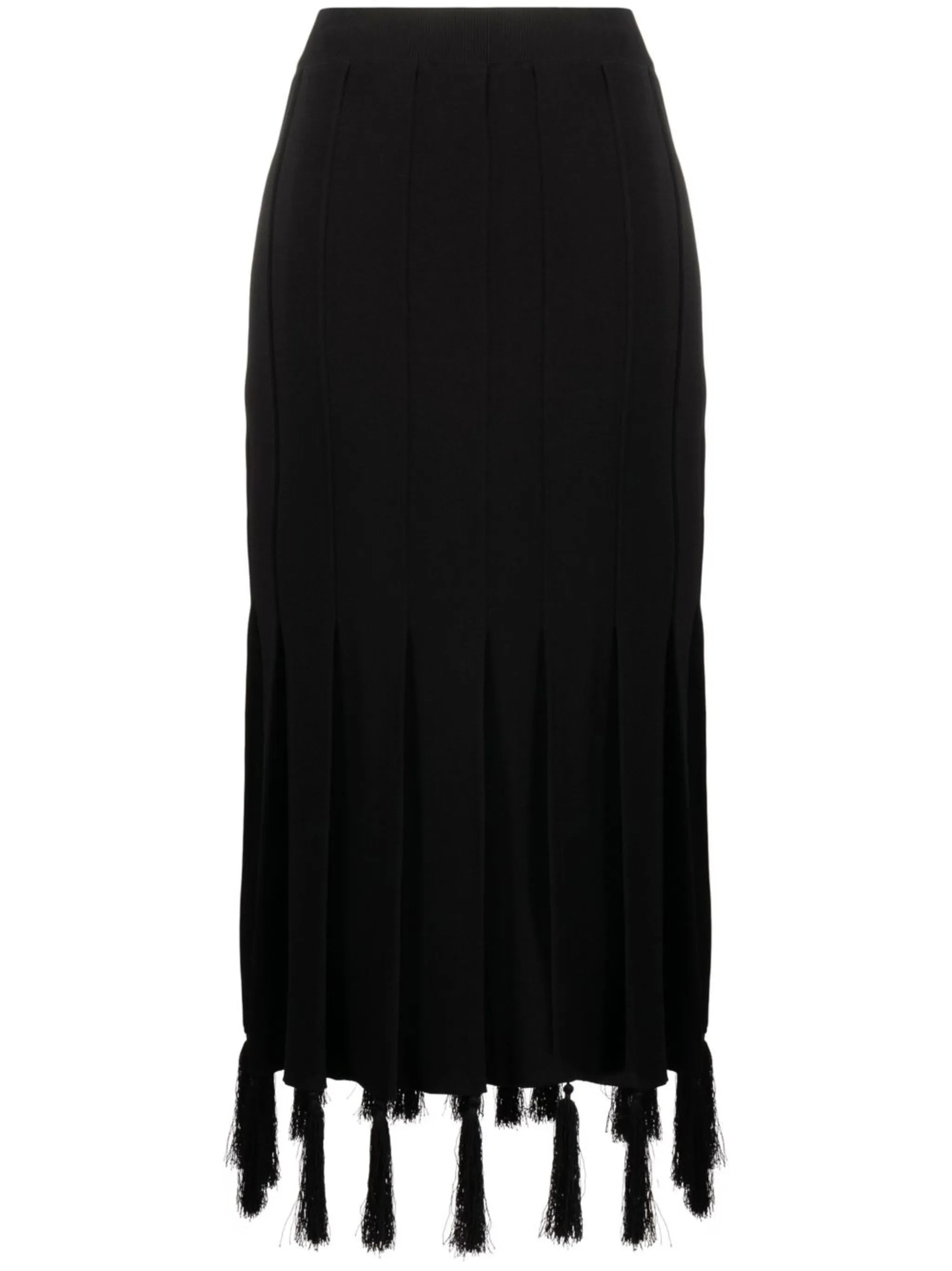 Black High Waisted Tassel Detail Skirt