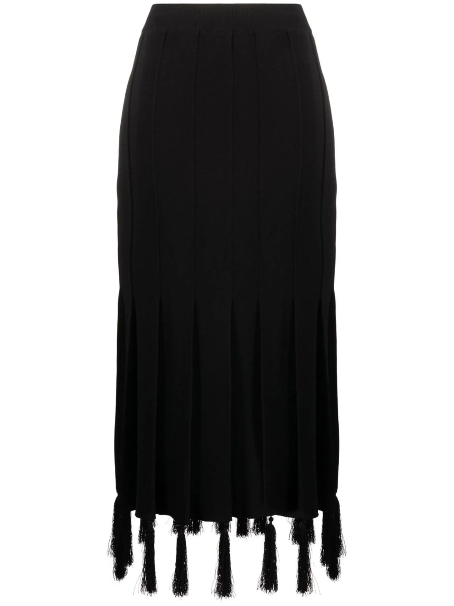 Black High Waisted Tassel Detail Skirt
