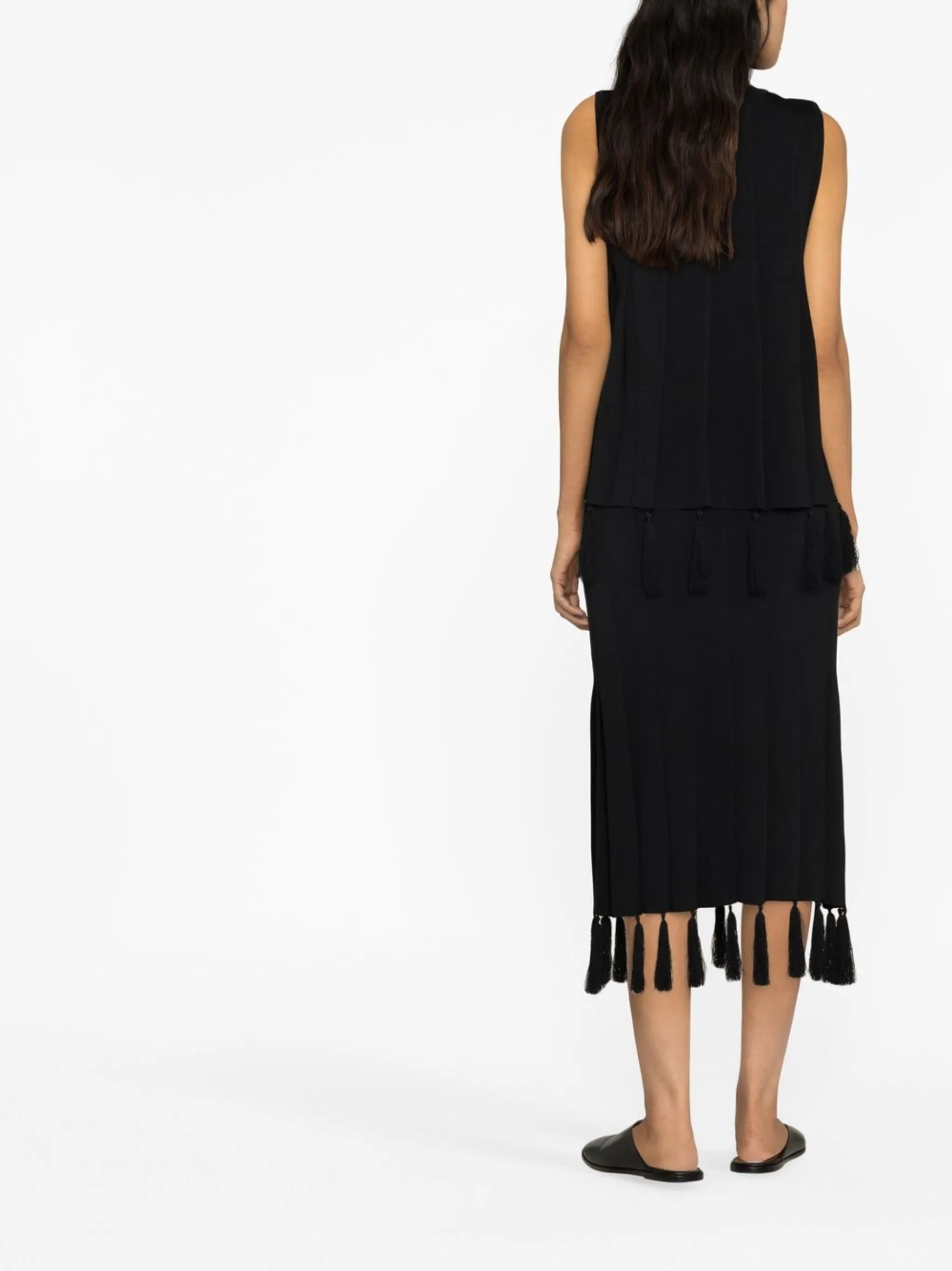 Black High Waisted Tassel Detail Skirt