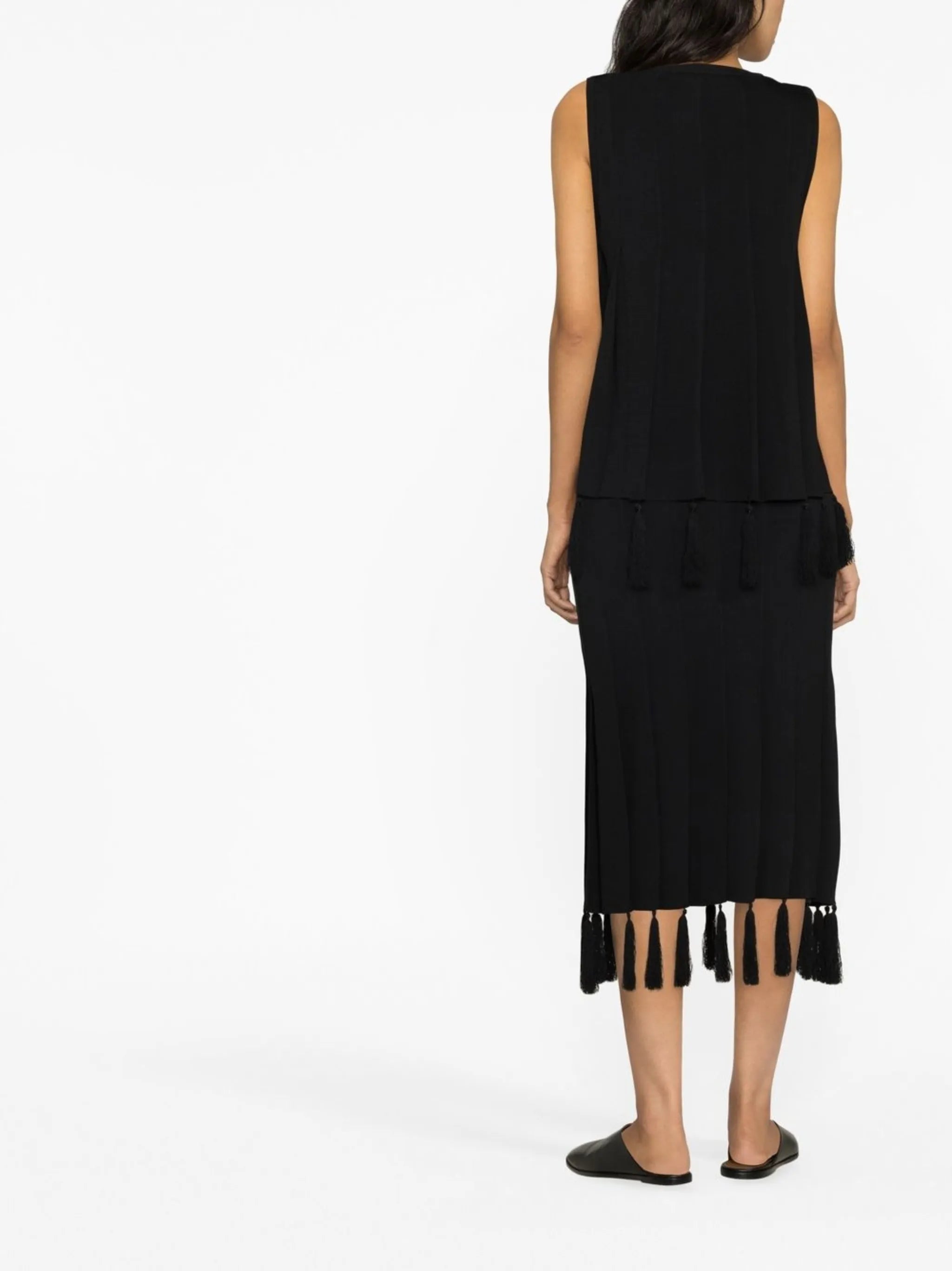 Black Poet Tassel Detail Sleeveless Top