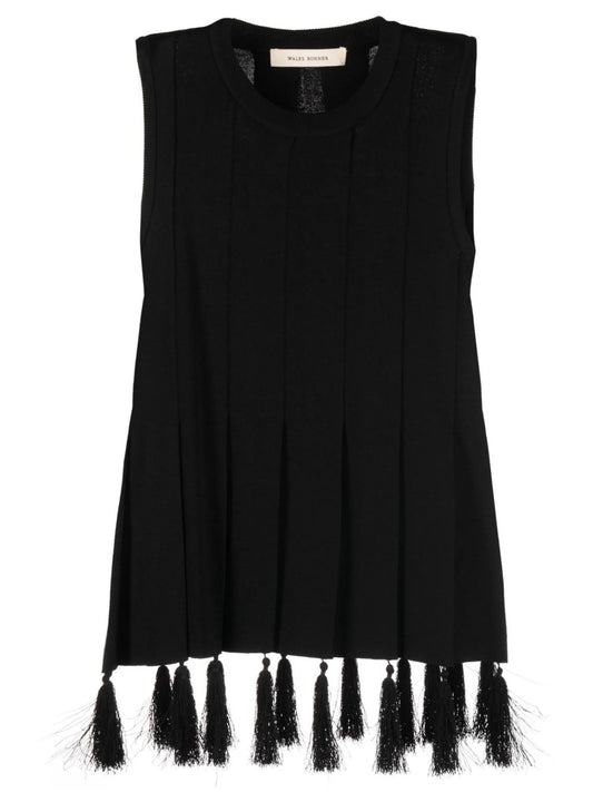 Black Poet Tassel Detail Sleeveless Top
