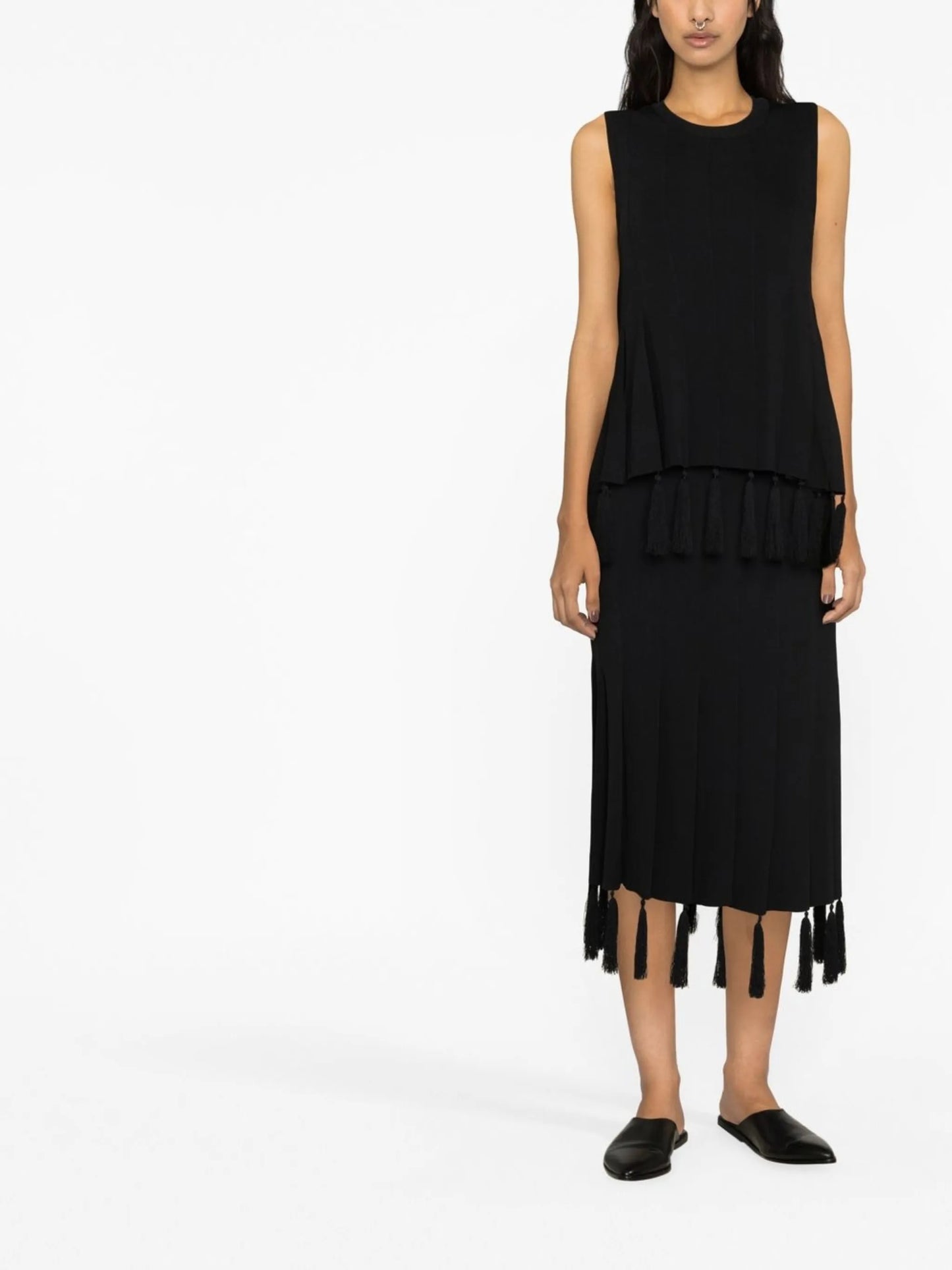 Black Poet Tassel Detail Sleeveless Top