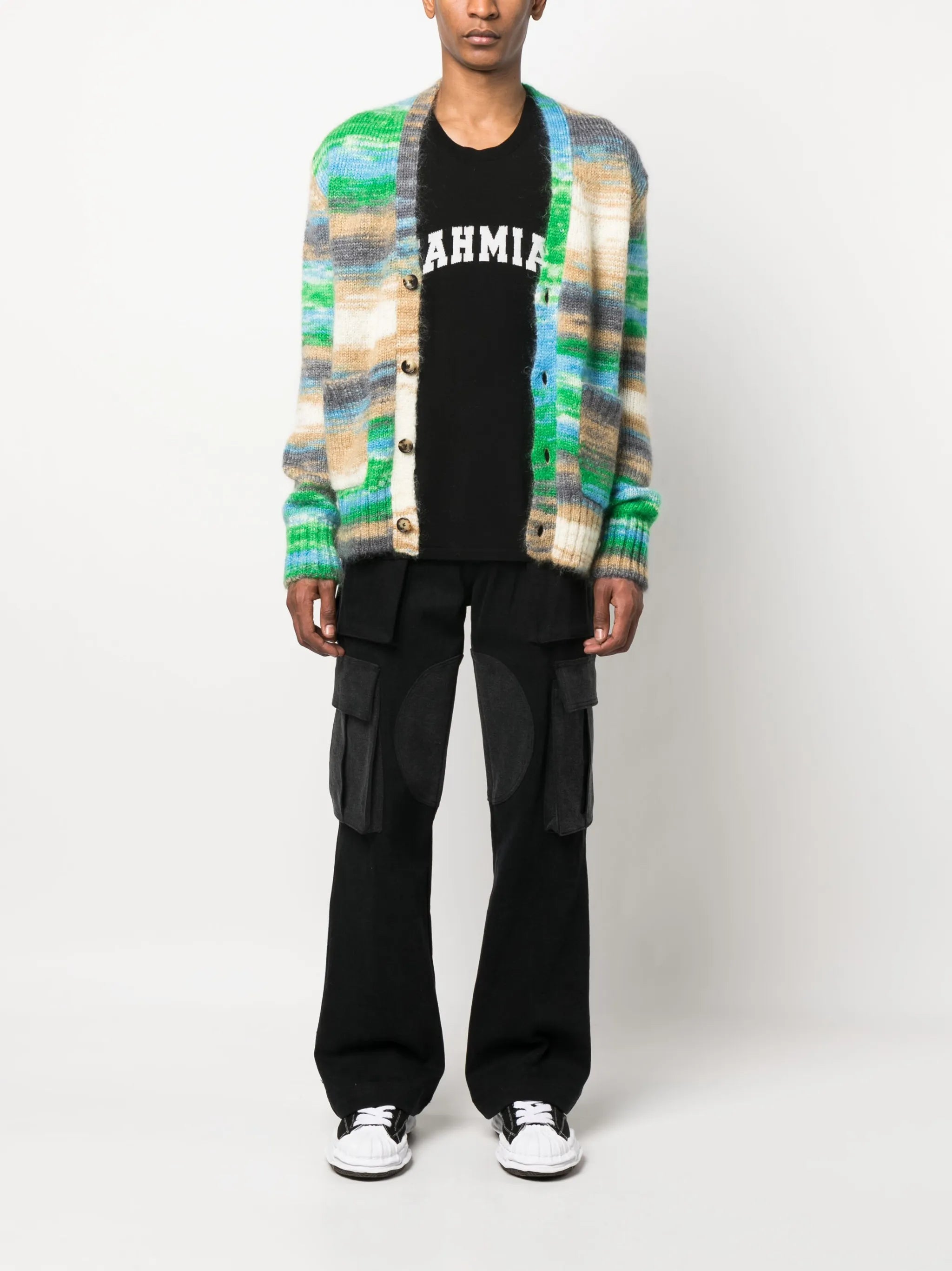 V-neck marl-knit cardigan