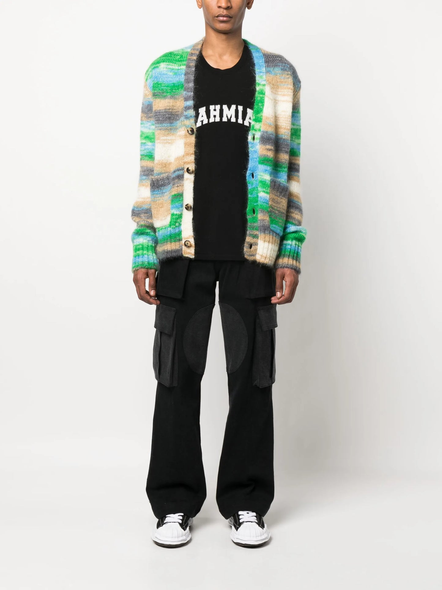 V-neck marl-knit cardigan