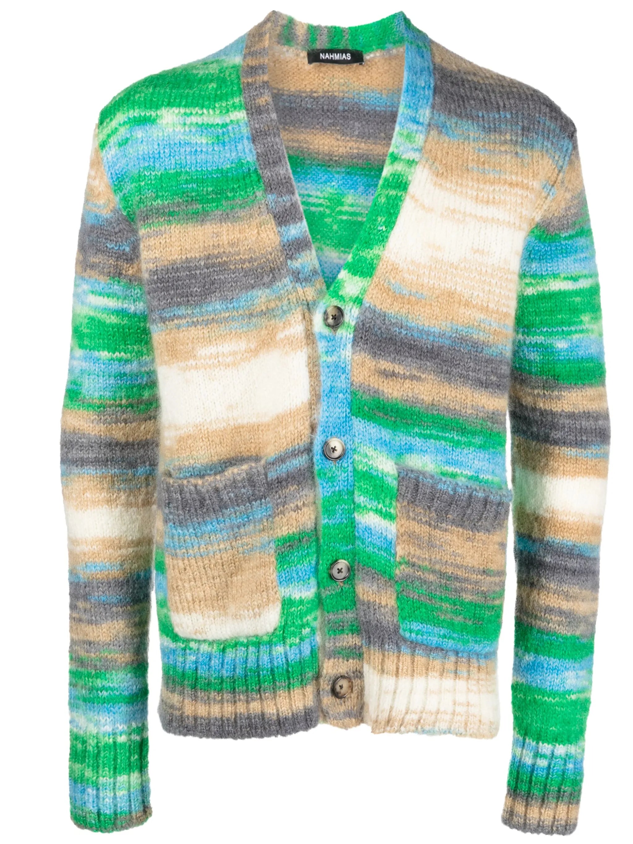 V-neck marl-knit cardigan
