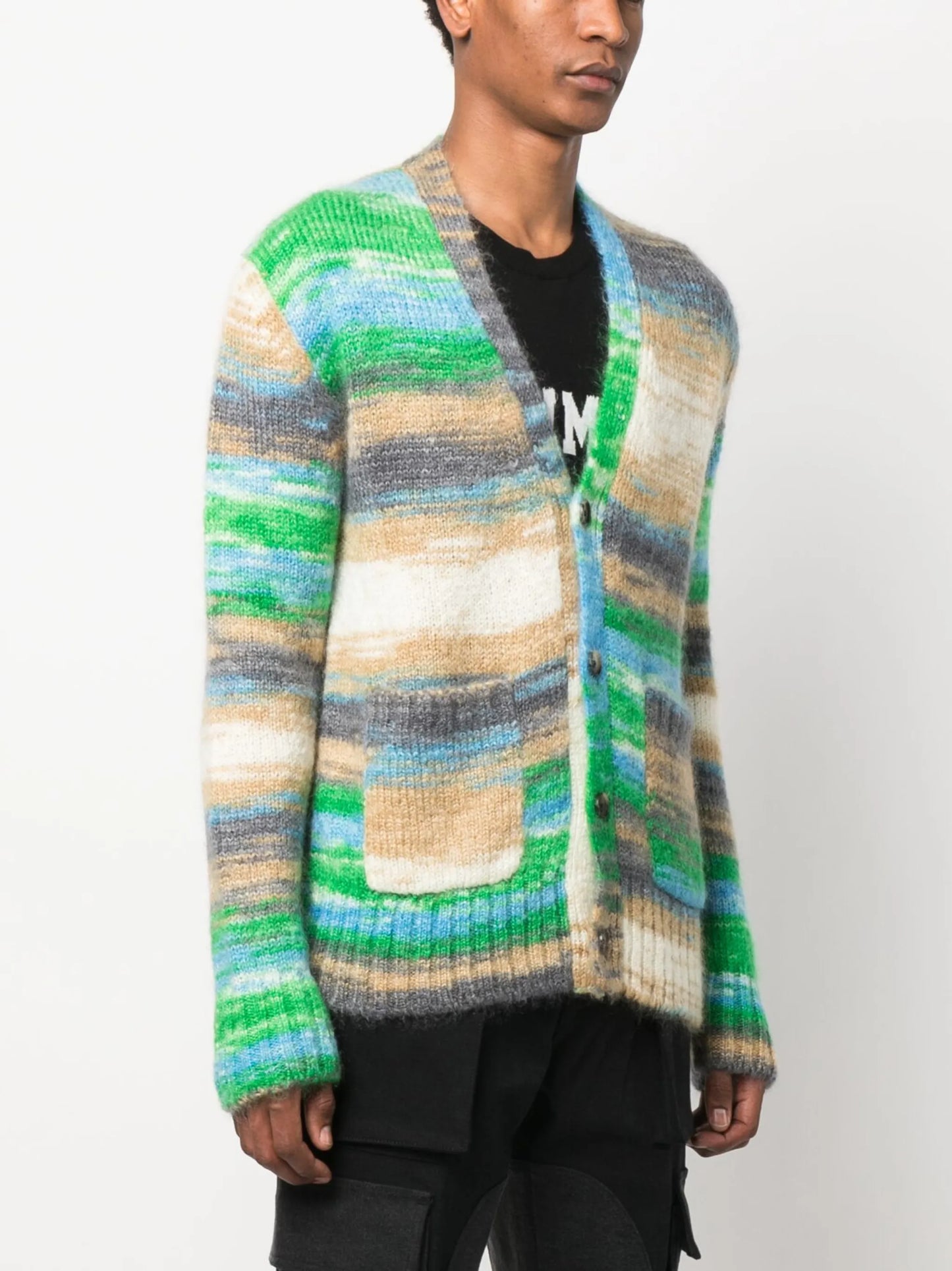 V-neck marl-knit cardigan