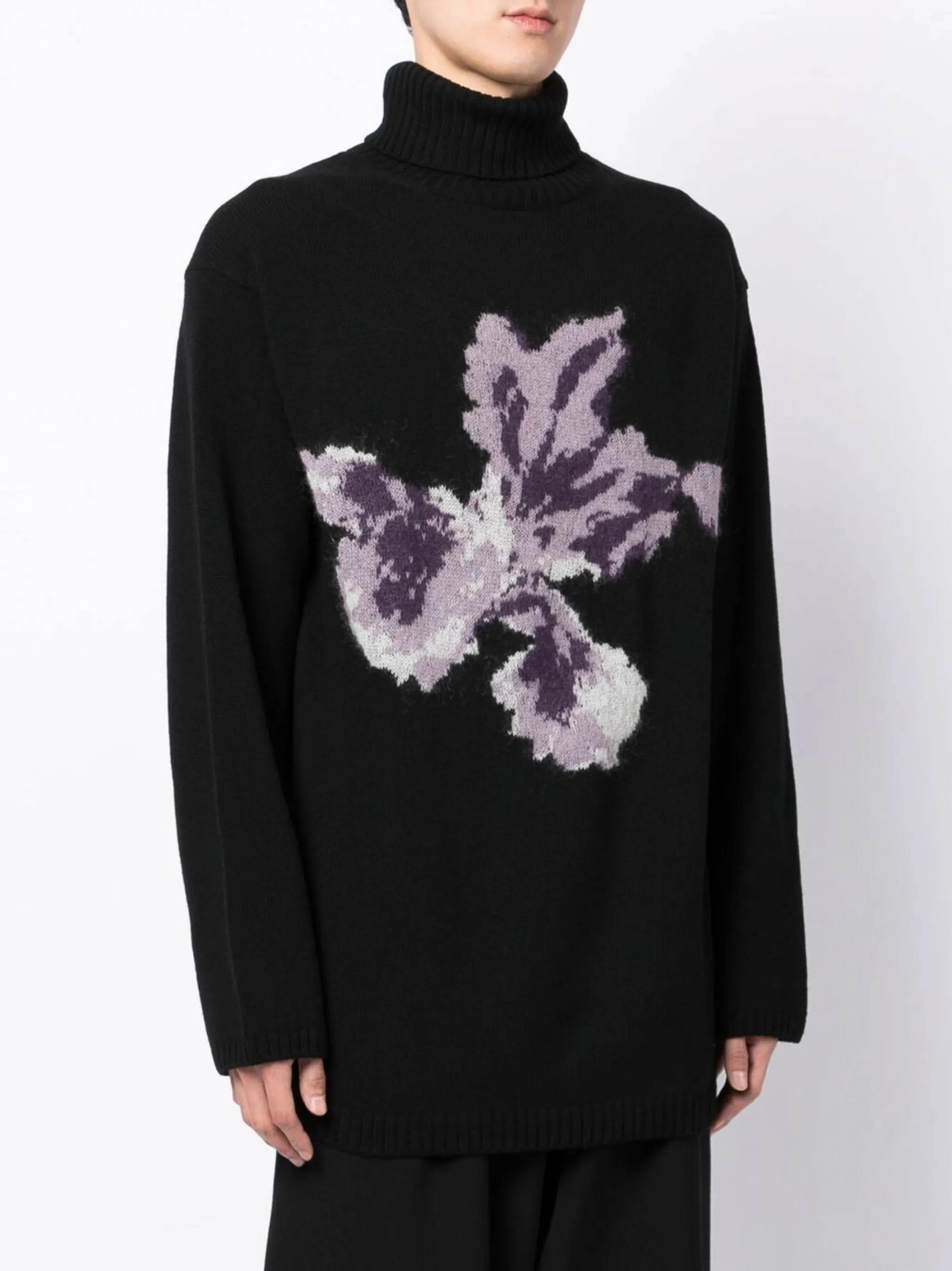 floral intarsia-knit wool jumper