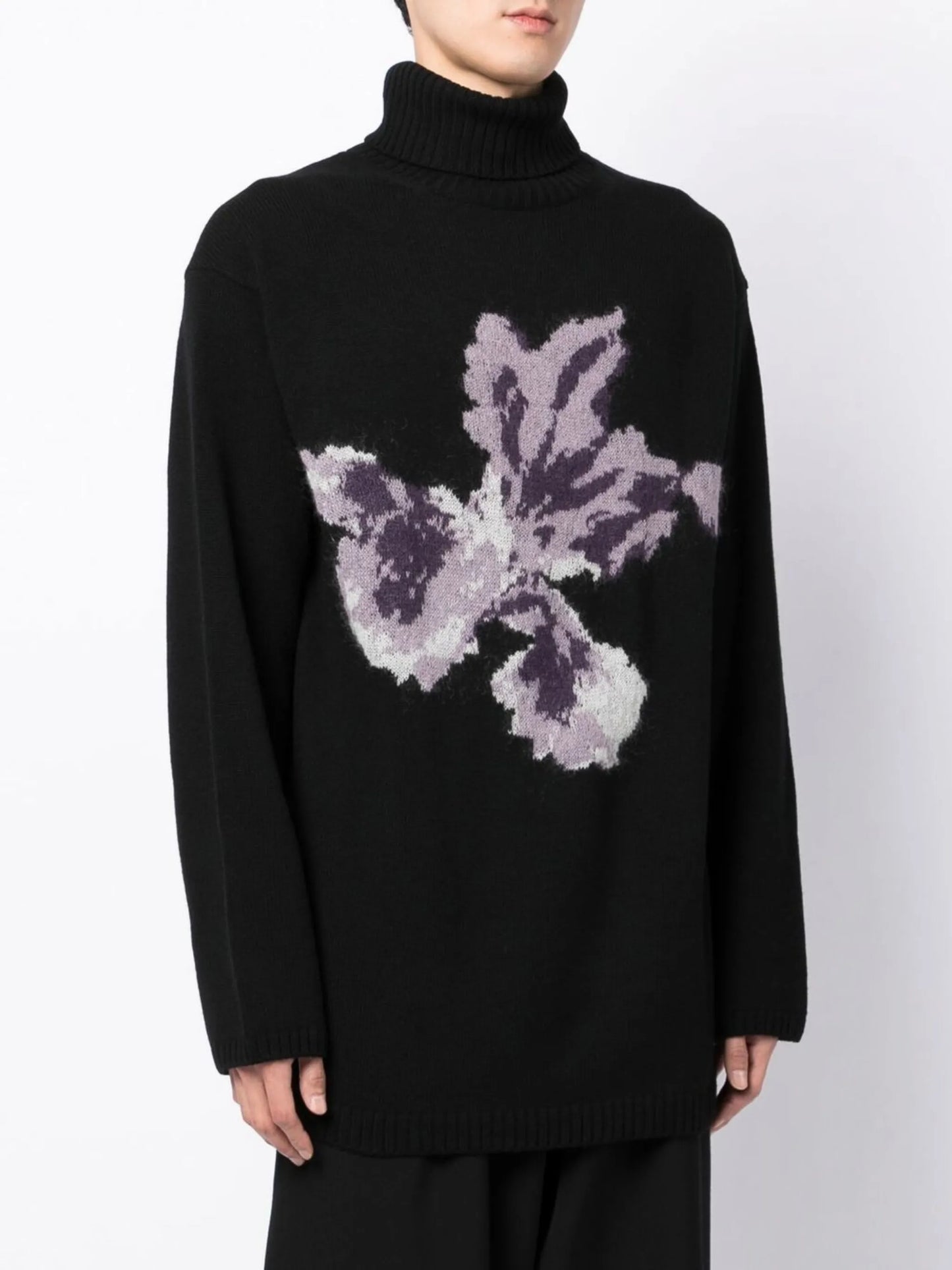 floral intarsia-knit wool jumper