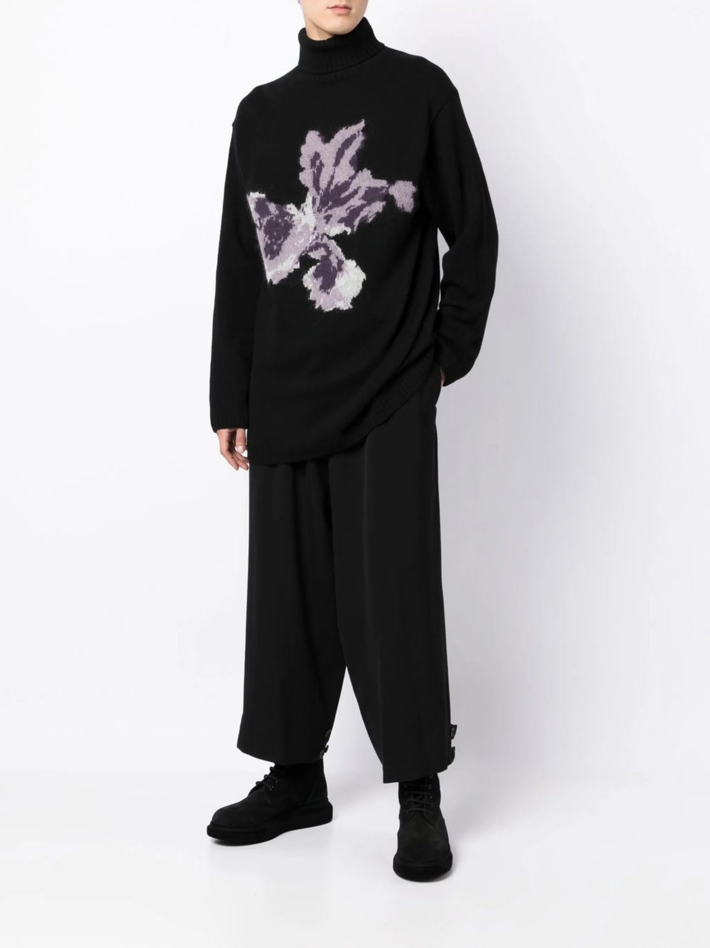 floral intarsia-knit wool jumper