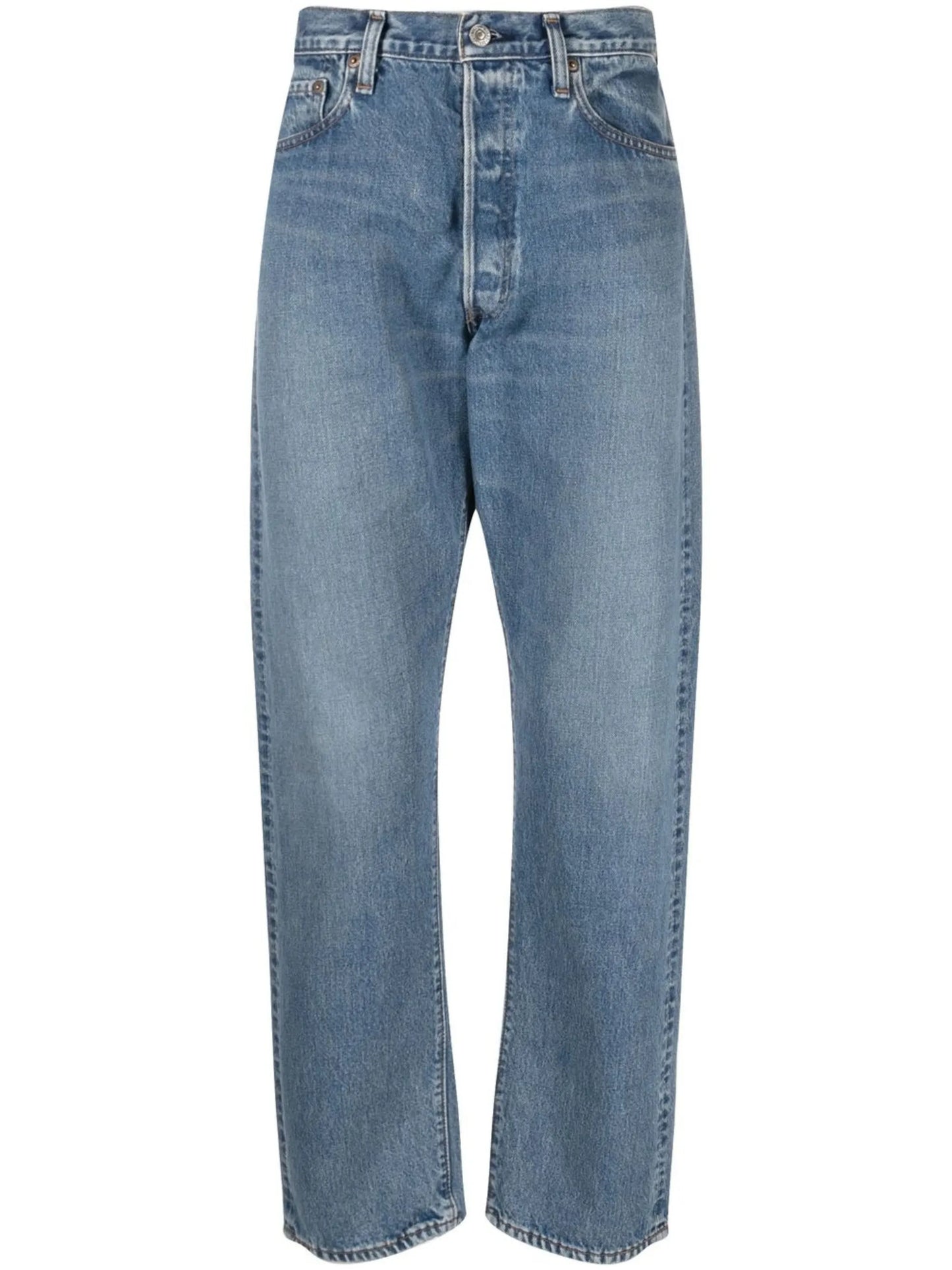 straight-leg mid-rise jeans
