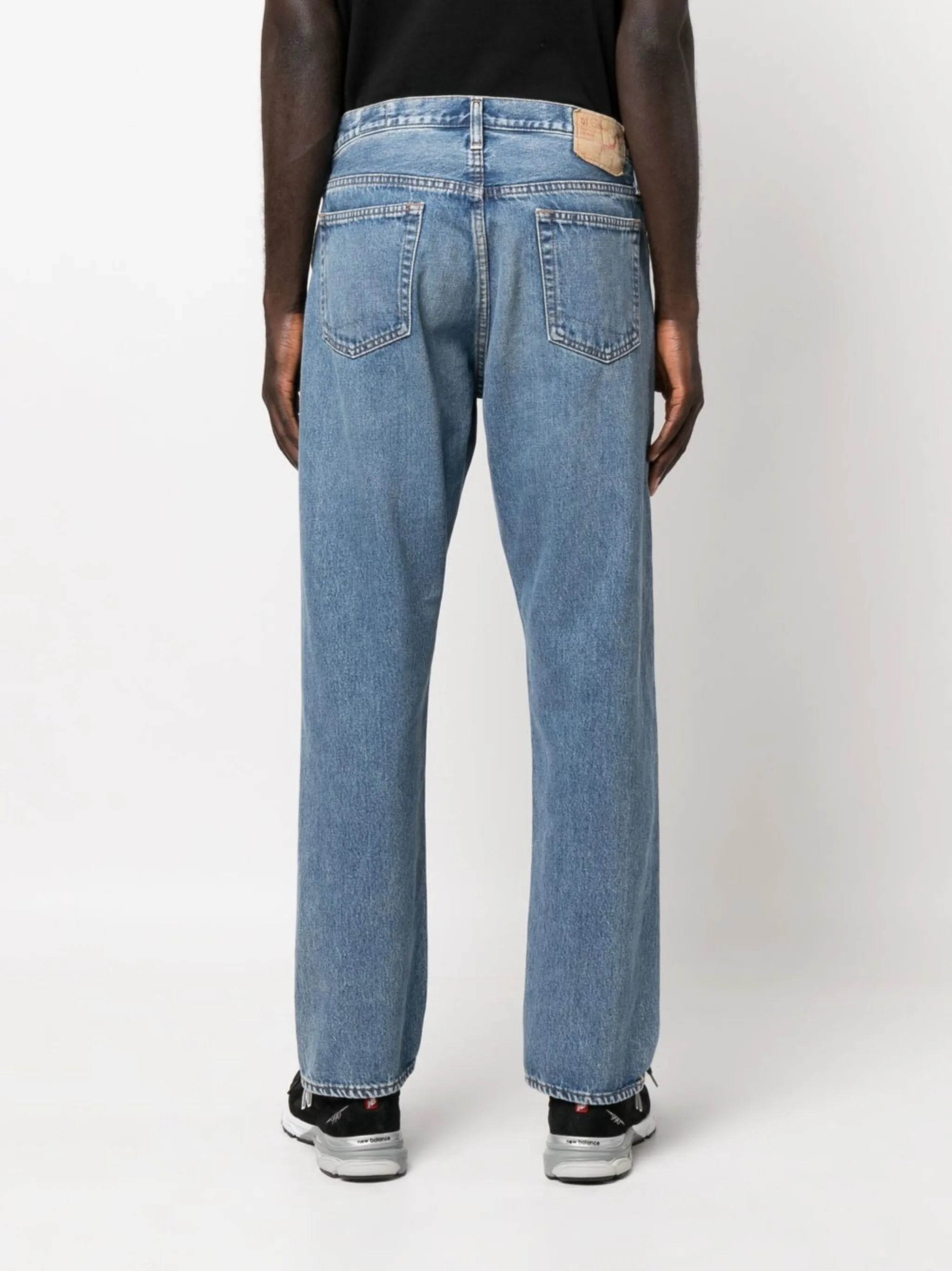 straight-leg mid-rise jeans