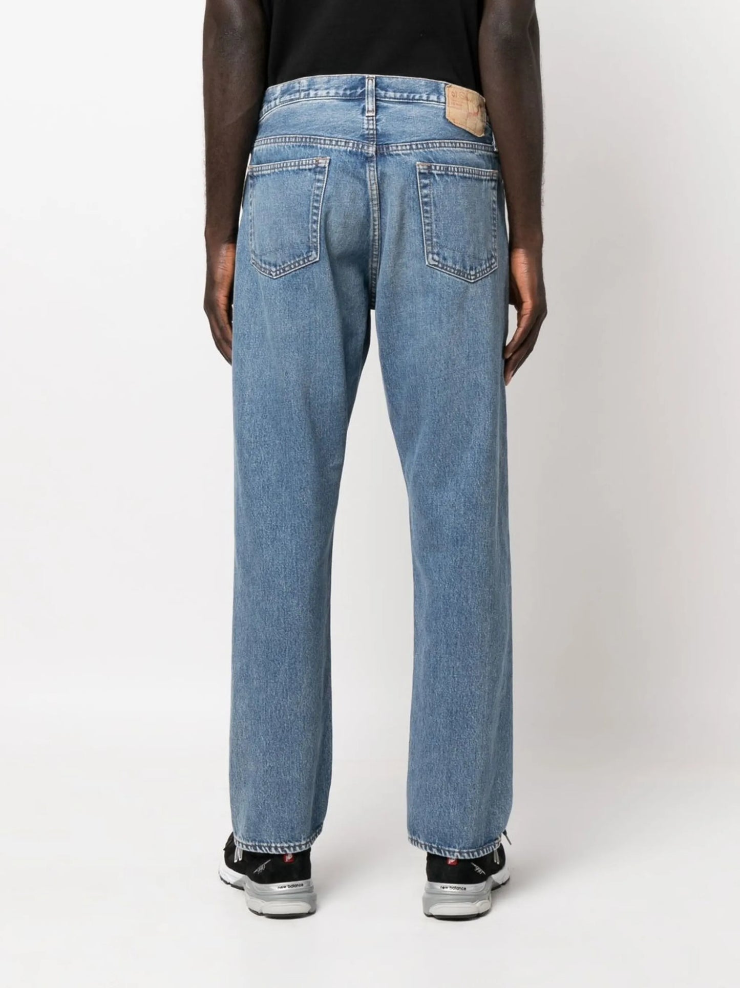straight-leg mid-rise jeans