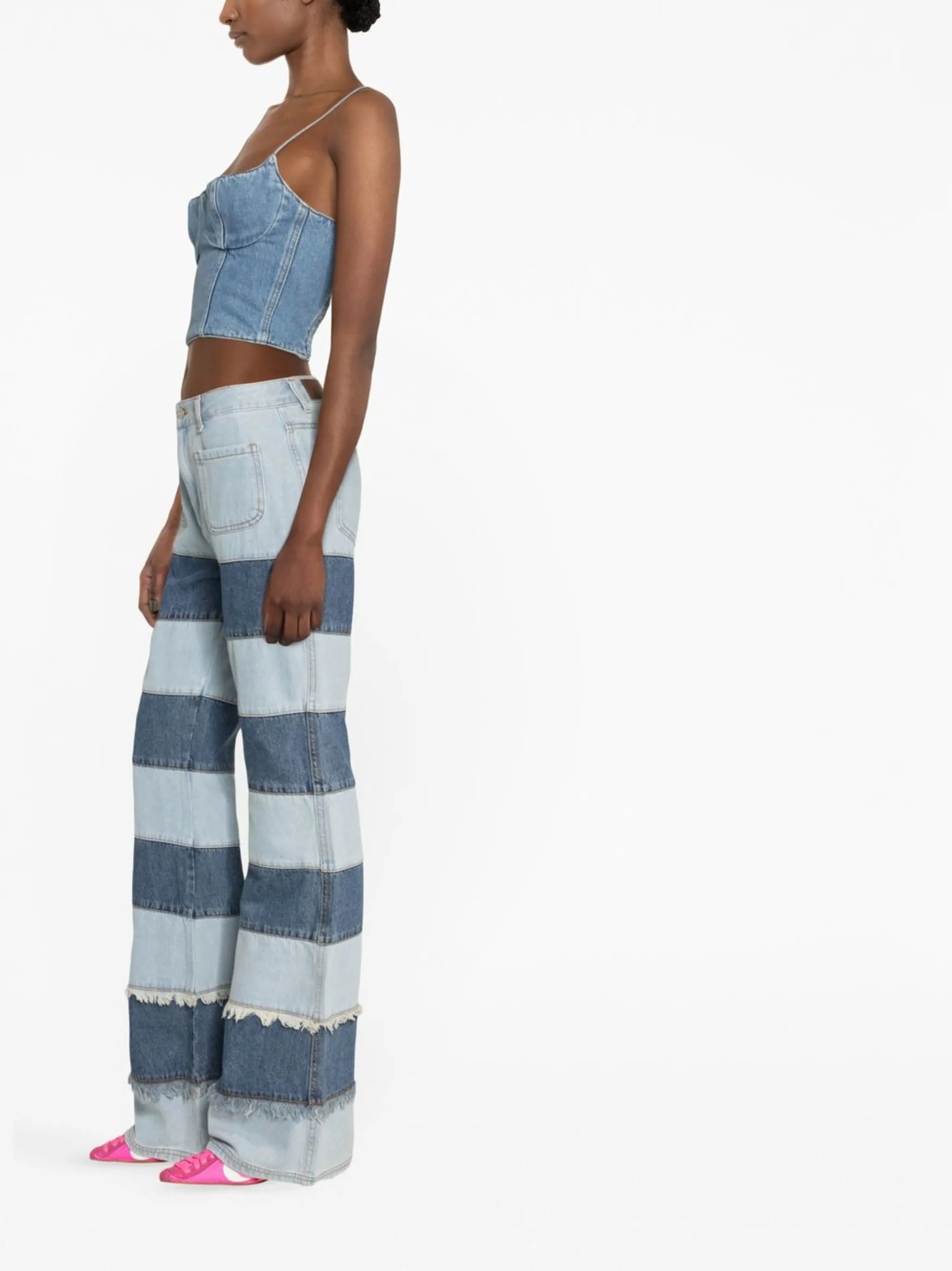 Mahina patchwork-stripe jeans