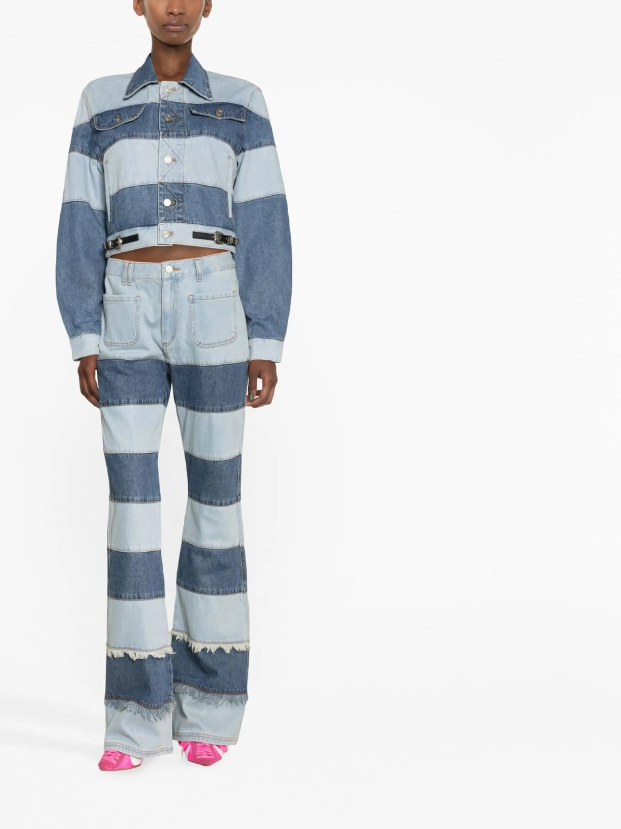 Mahina patchwork-stripe jeans