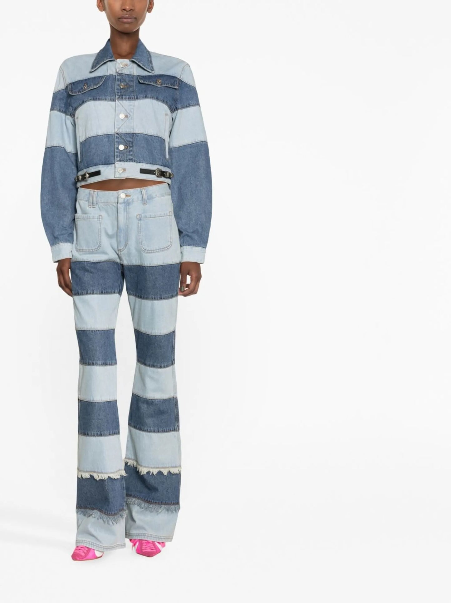 Mahina patchwork-stripe jeans