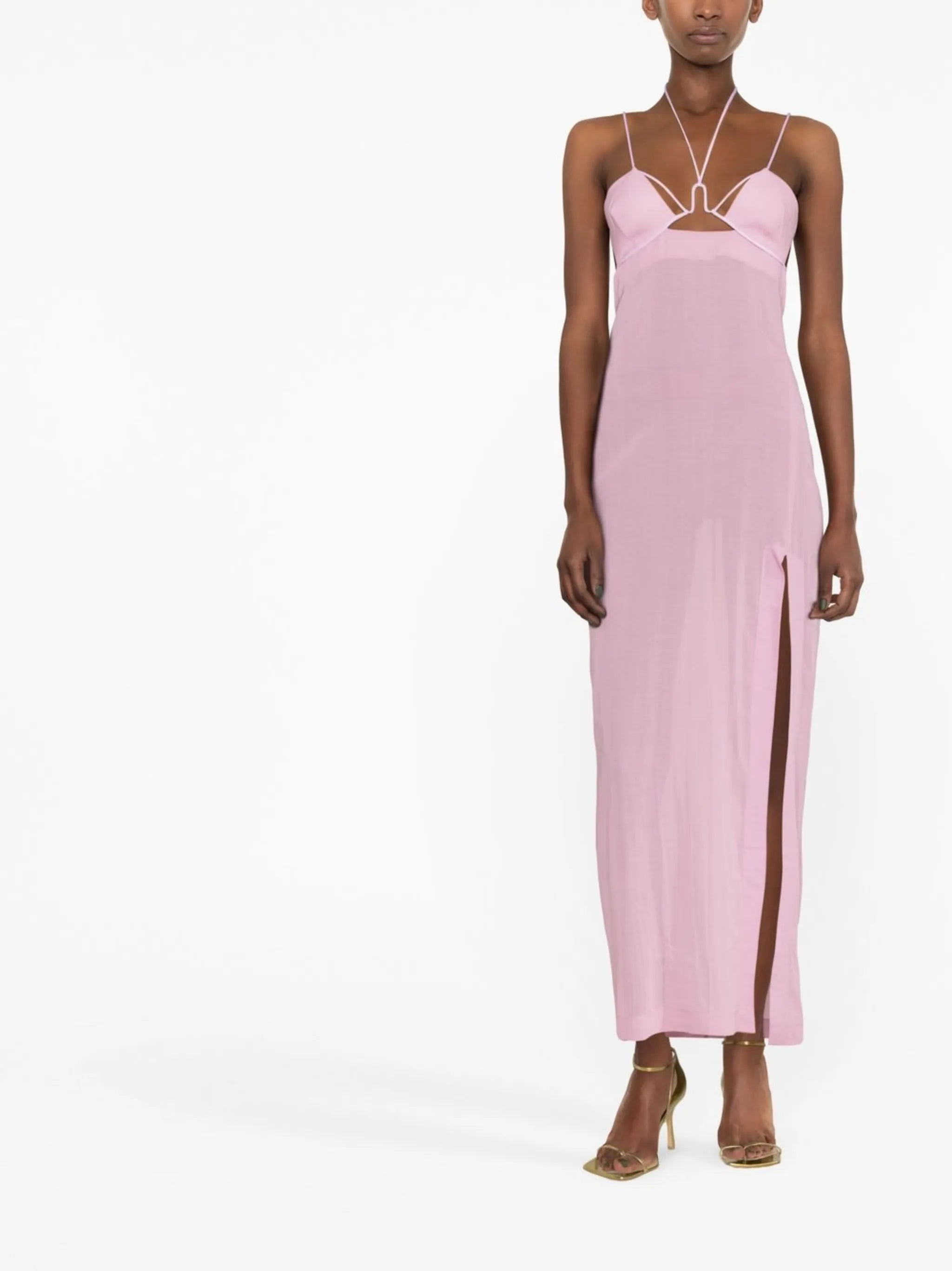cut-out semi-sheer maxi dress