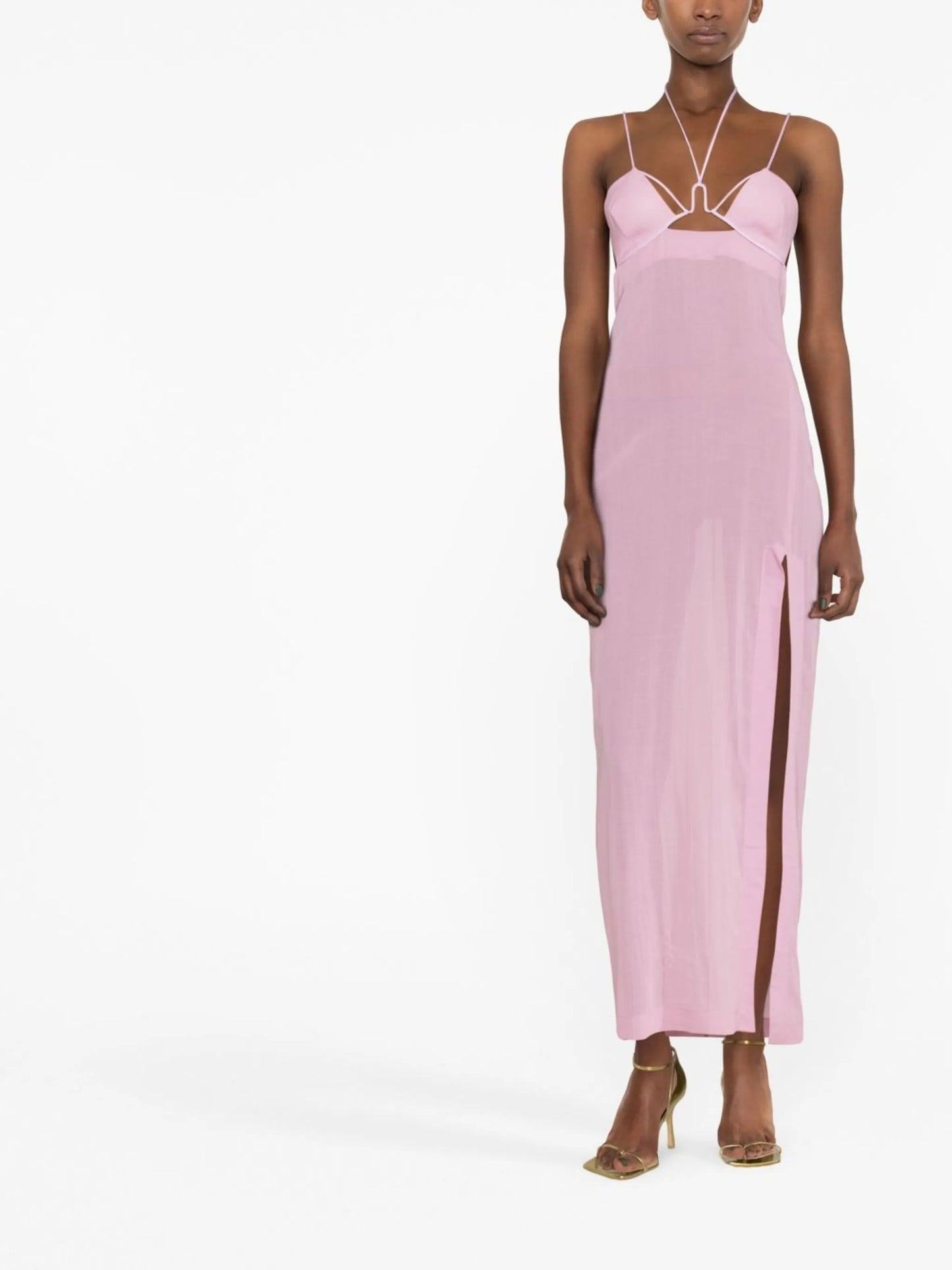 cut-out semi-sheer maxi dress