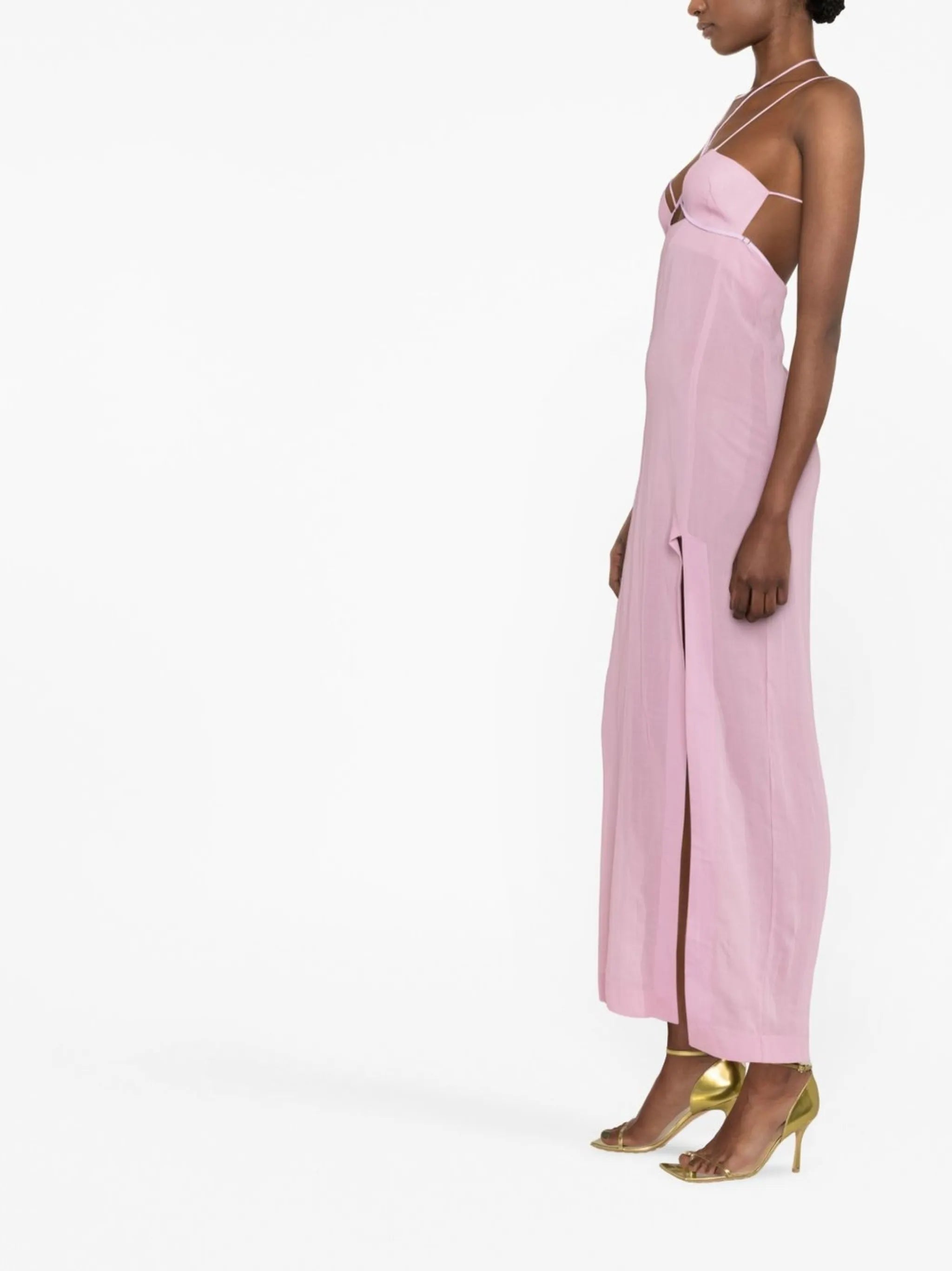 cut-out semi-sheer maxi dress