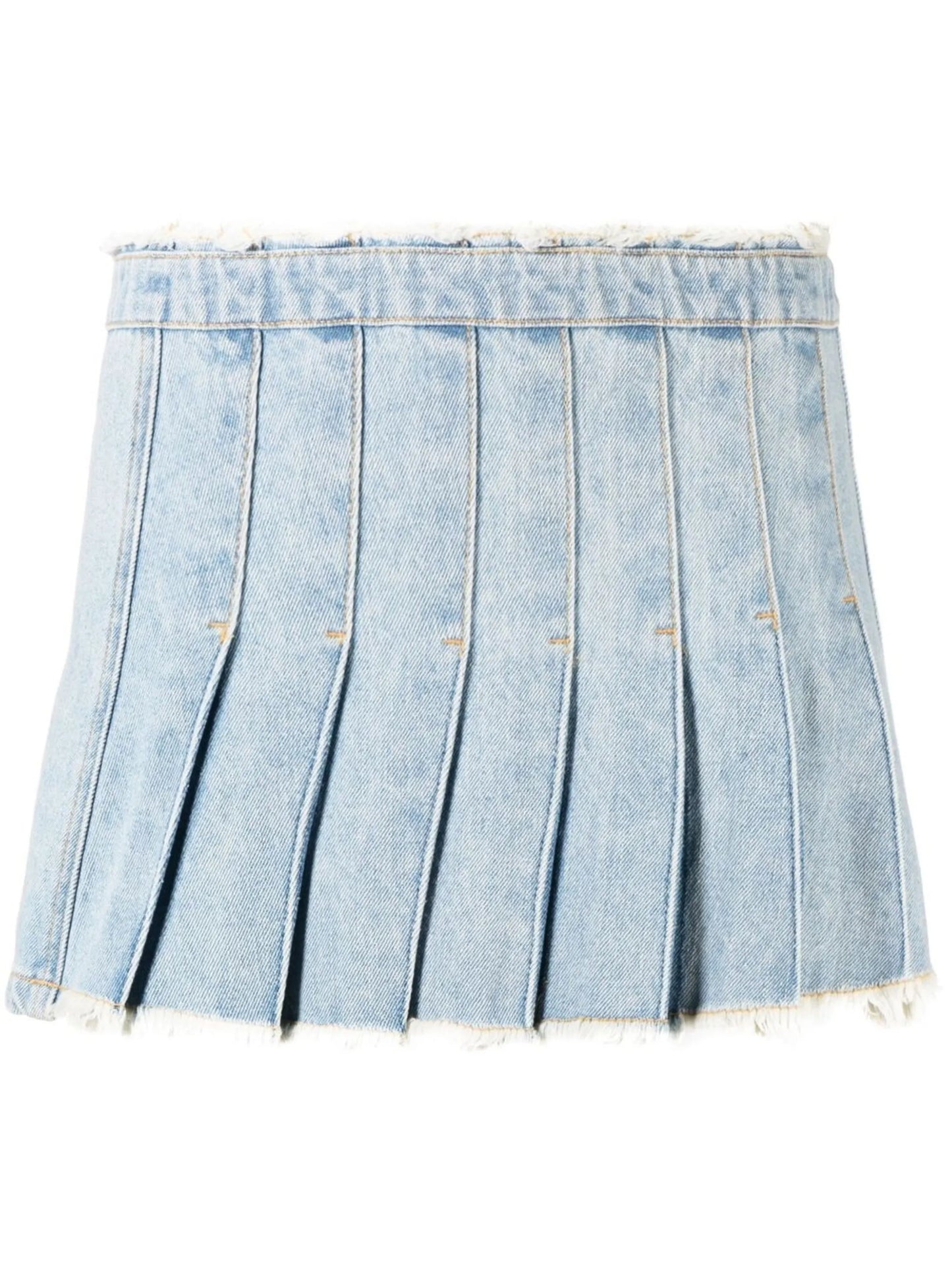 pleated wrap denim skirt
