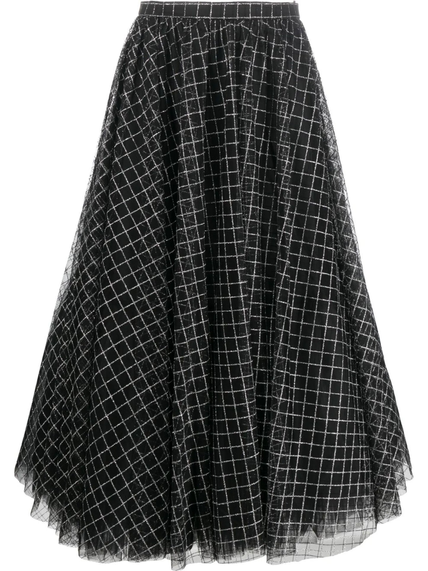 checked midi skirt