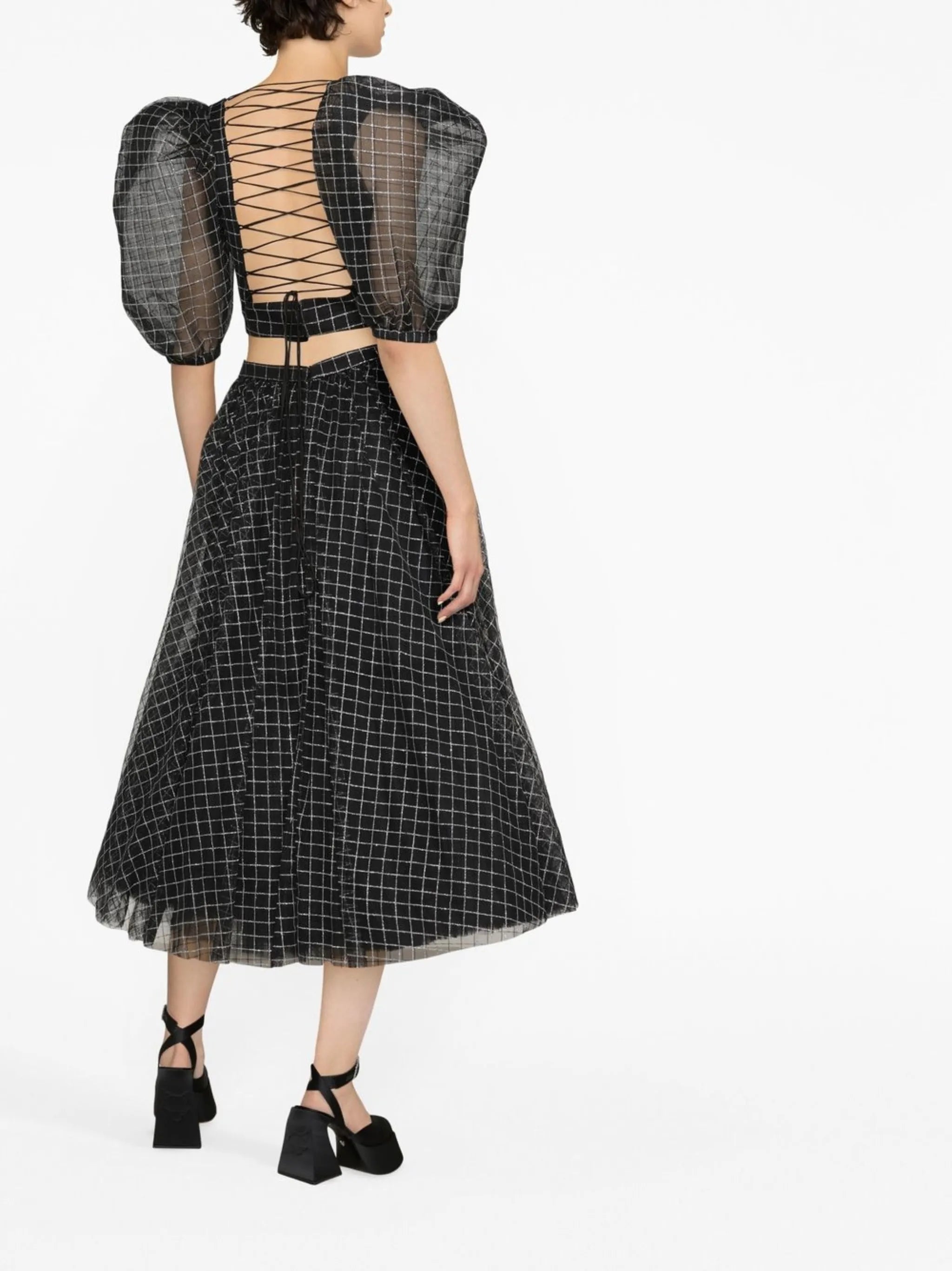 checked midi skirt
