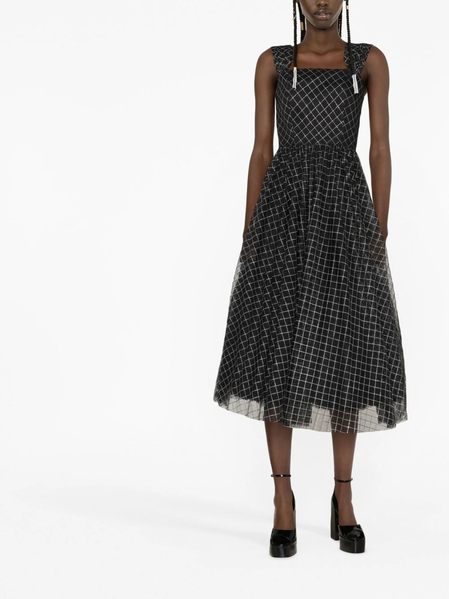 checked midi dress