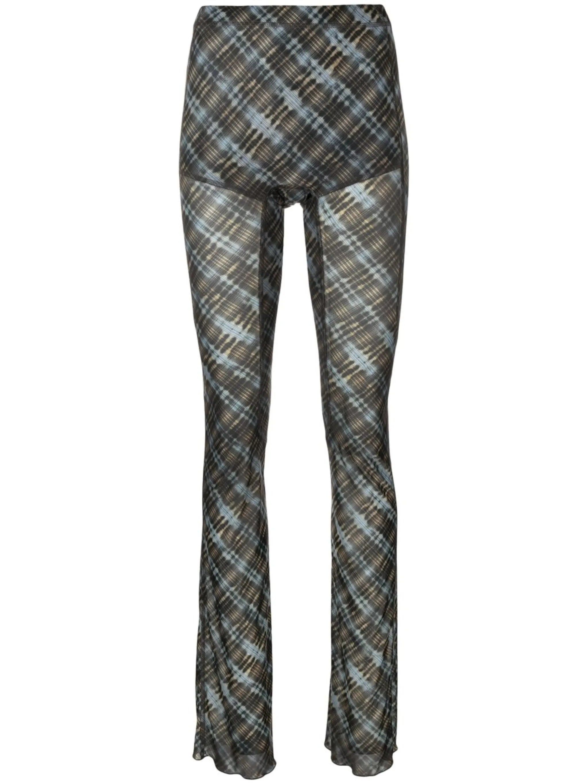 plaid check pattern trousers