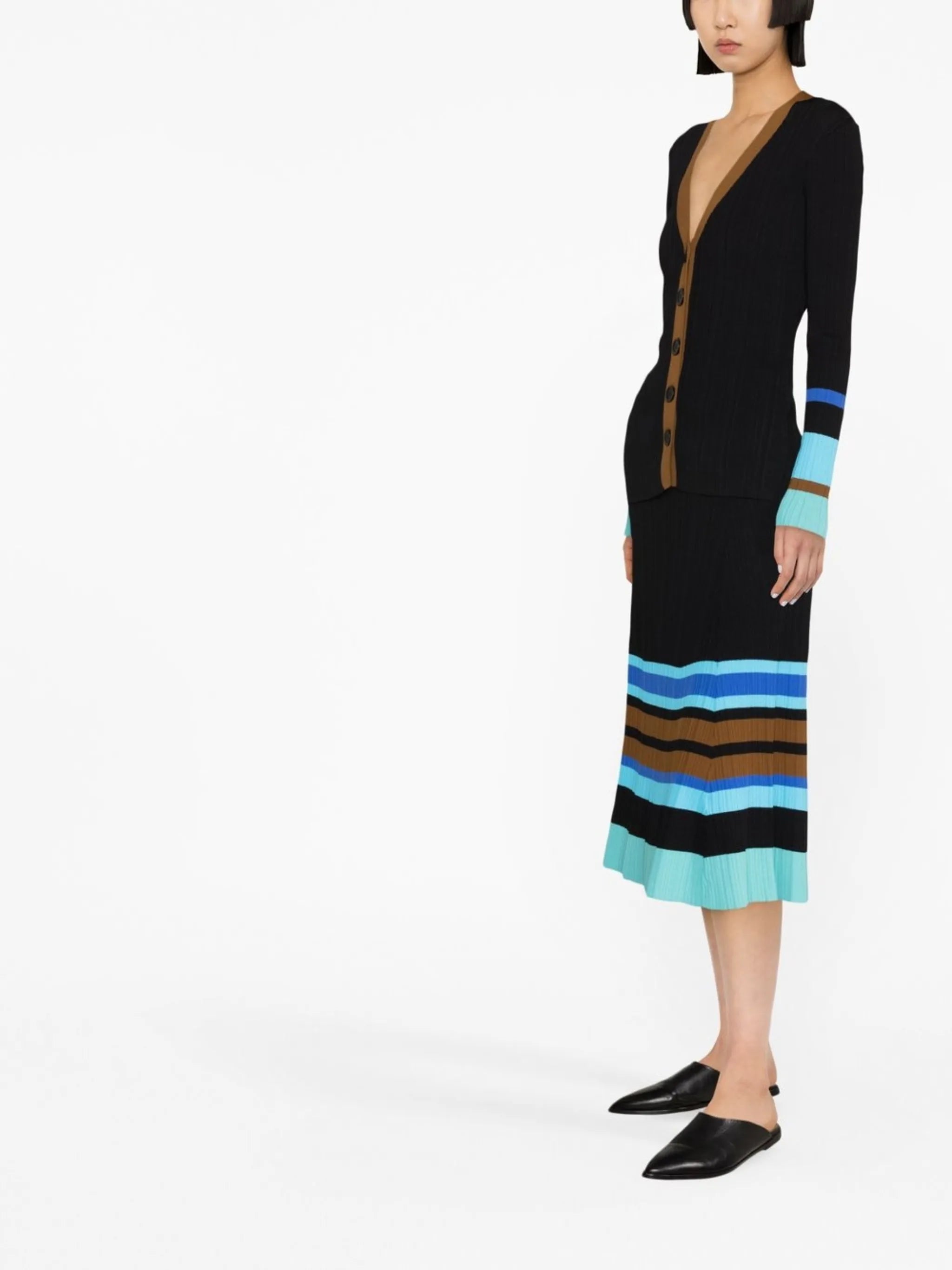 striped rib-knit cardigan