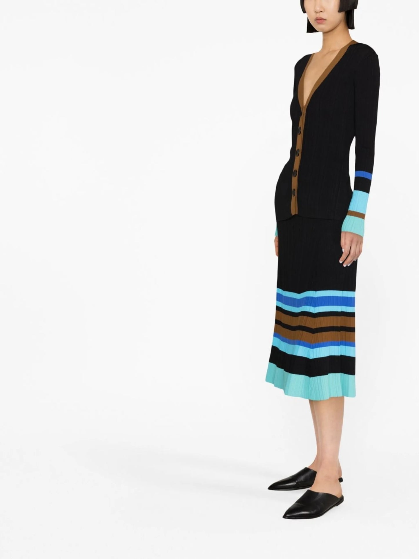 striped rib-knit cardigan