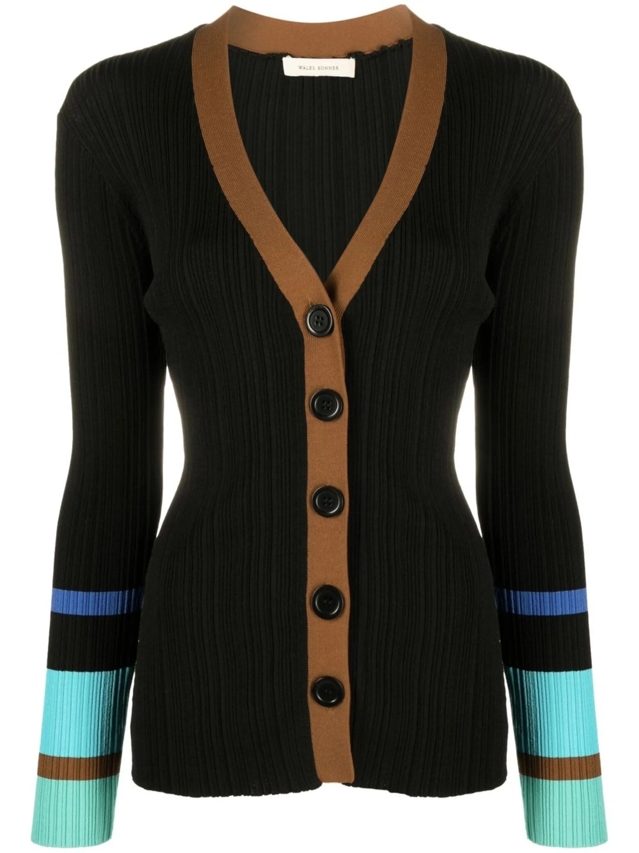 striped rib-knit cardigan