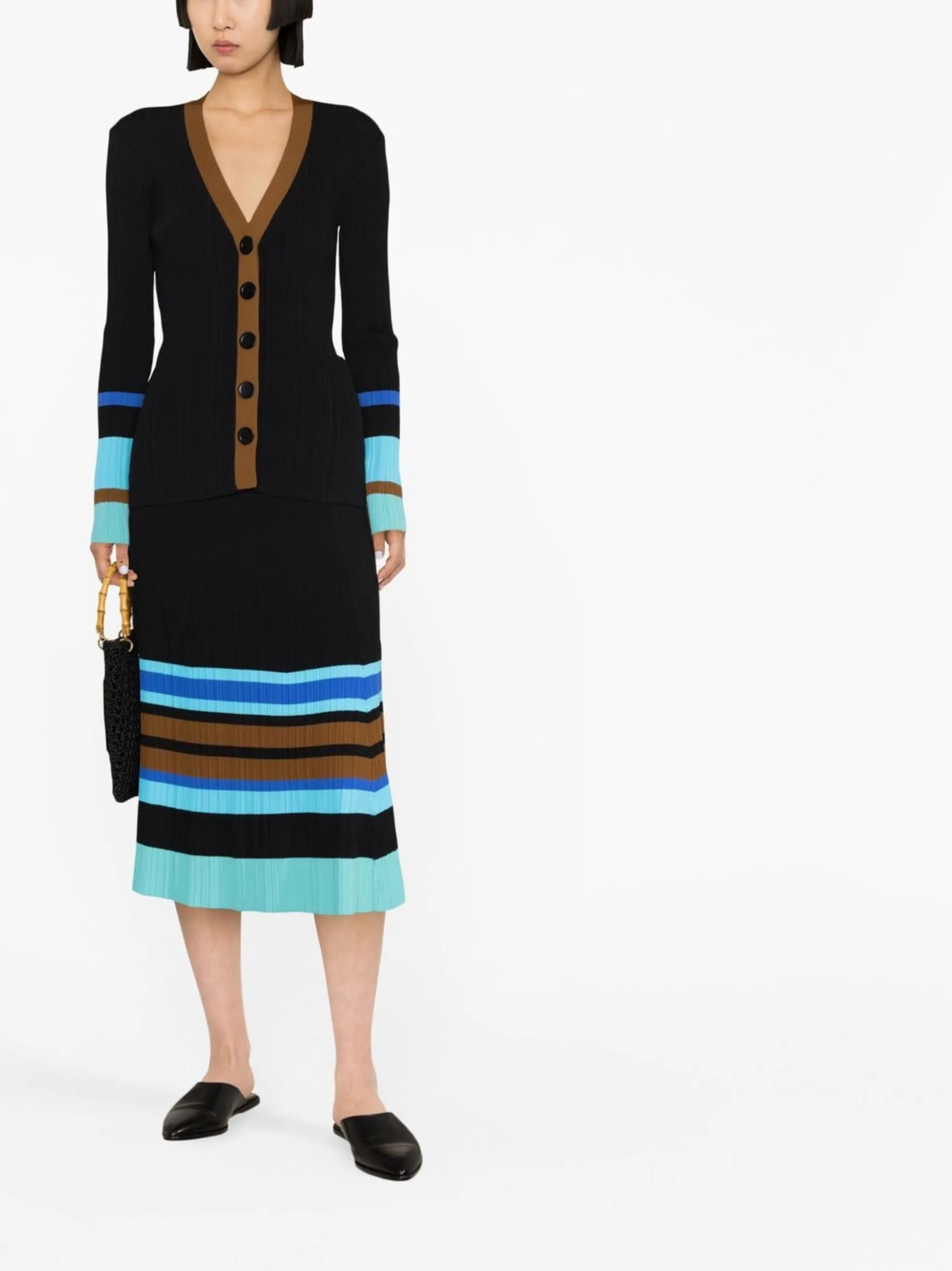 striped rib-knit cardigan