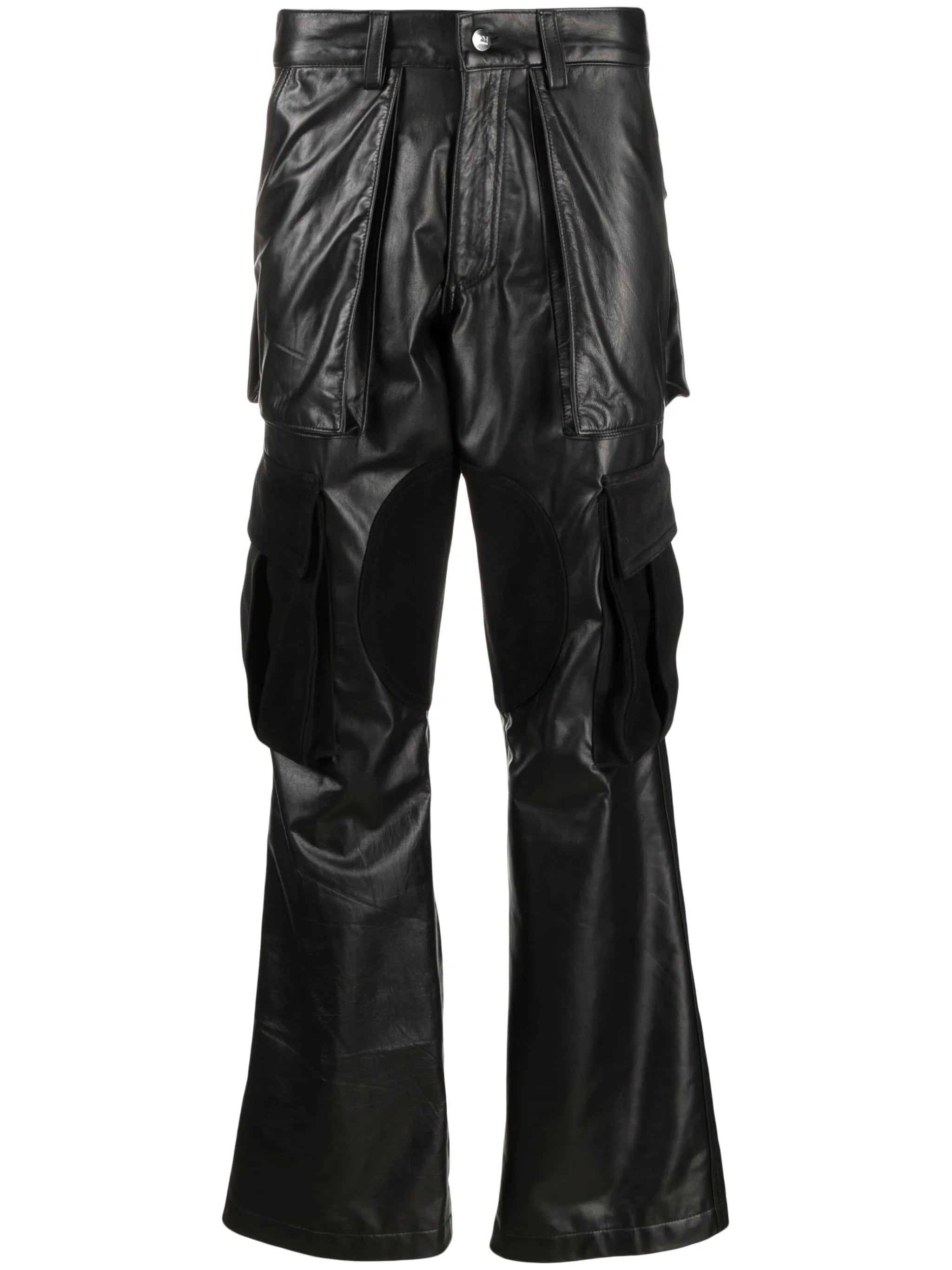 logo-patch leather cargo trousers