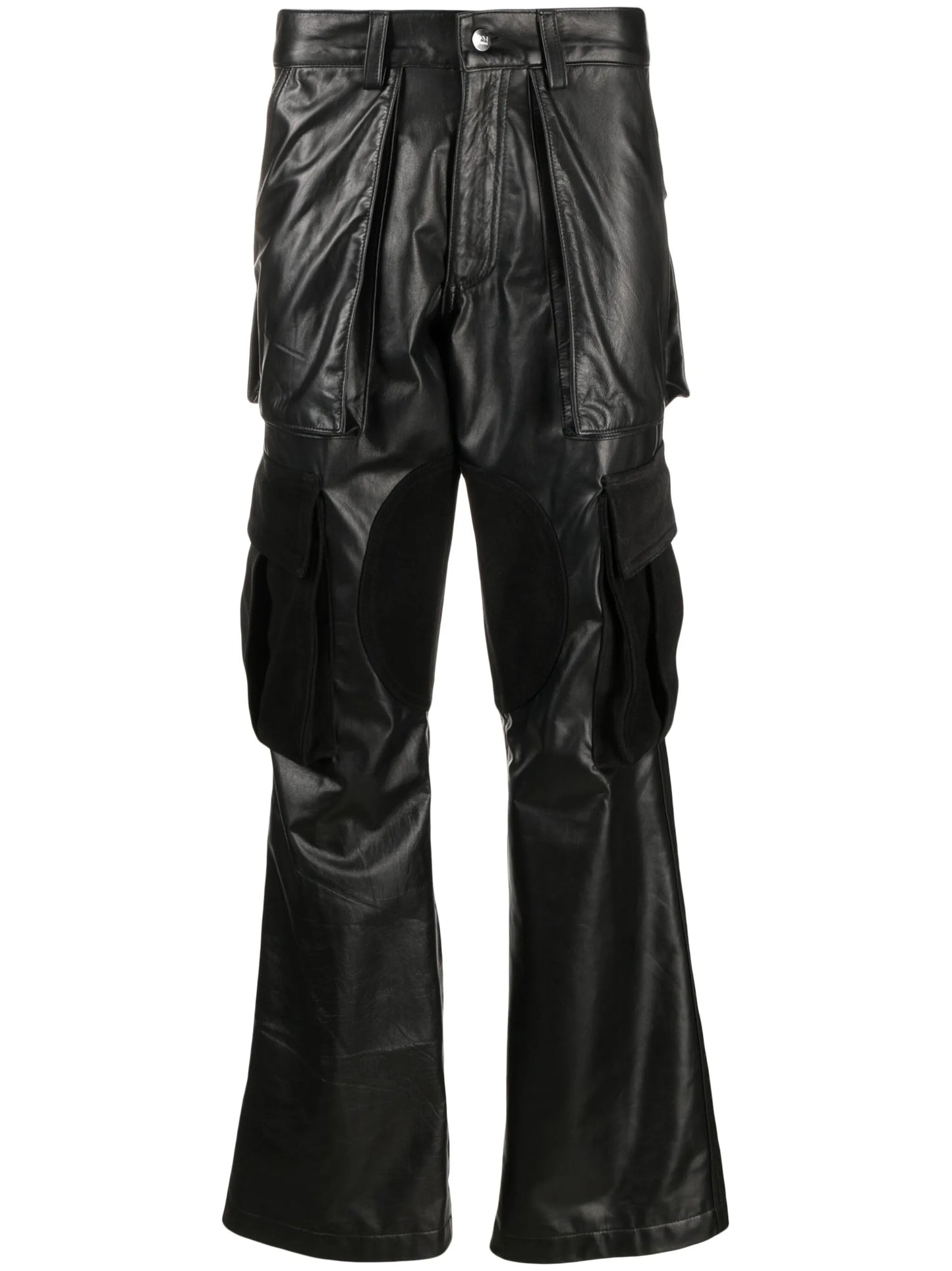 logo-patch leather cargo trousers