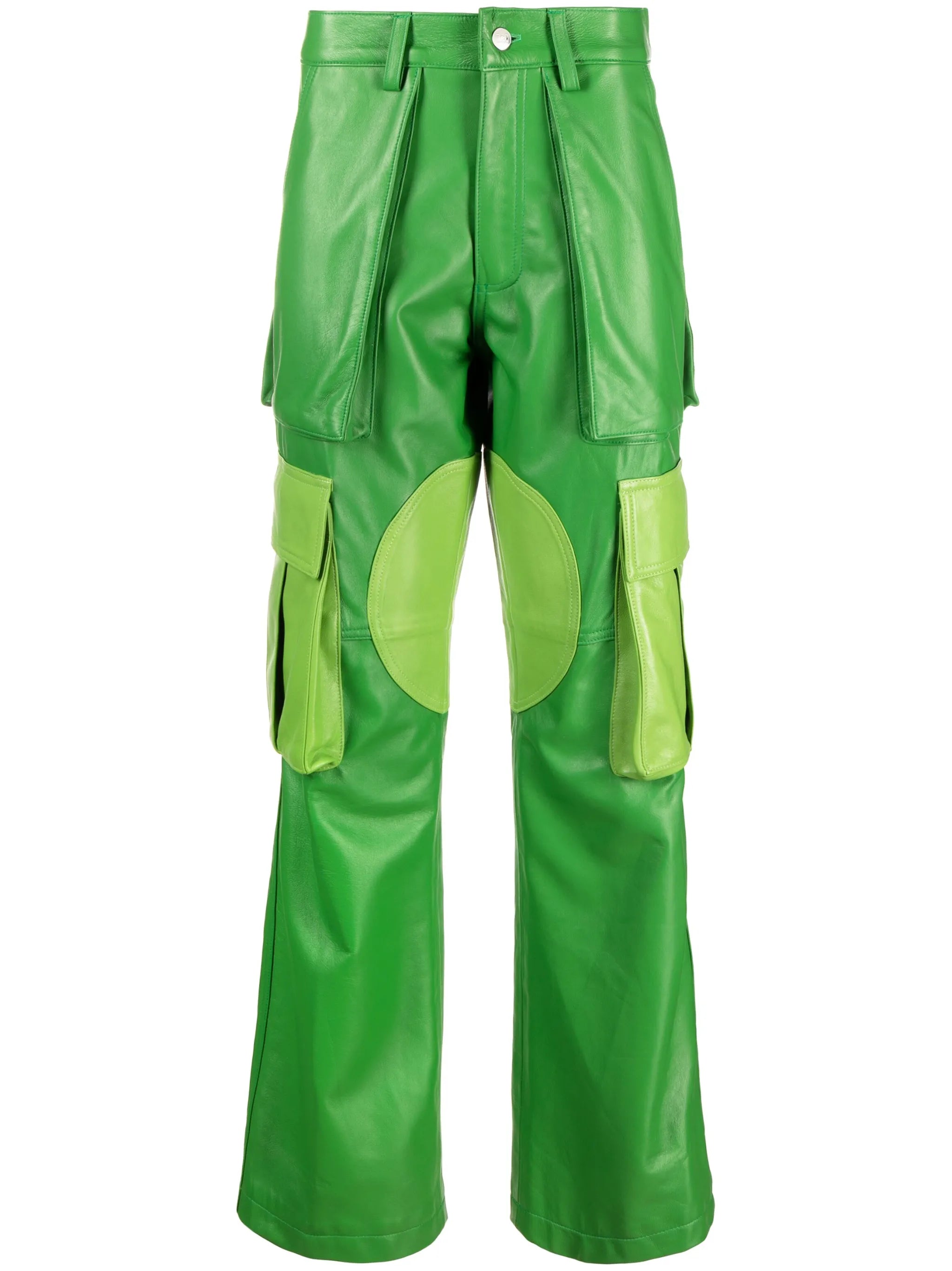 logo-patch leather cargo trousers