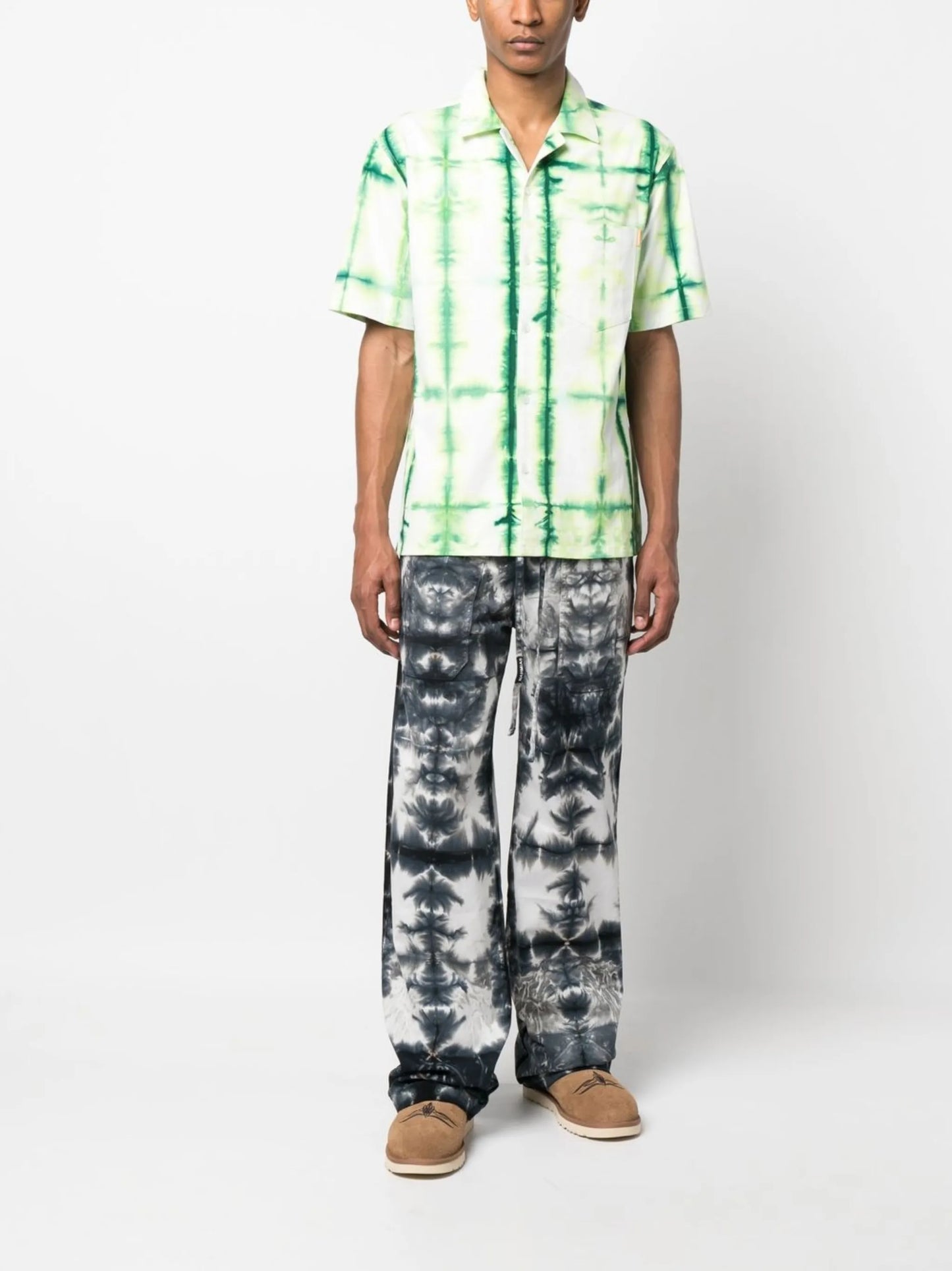 tie-dye print short-sleeve shirt