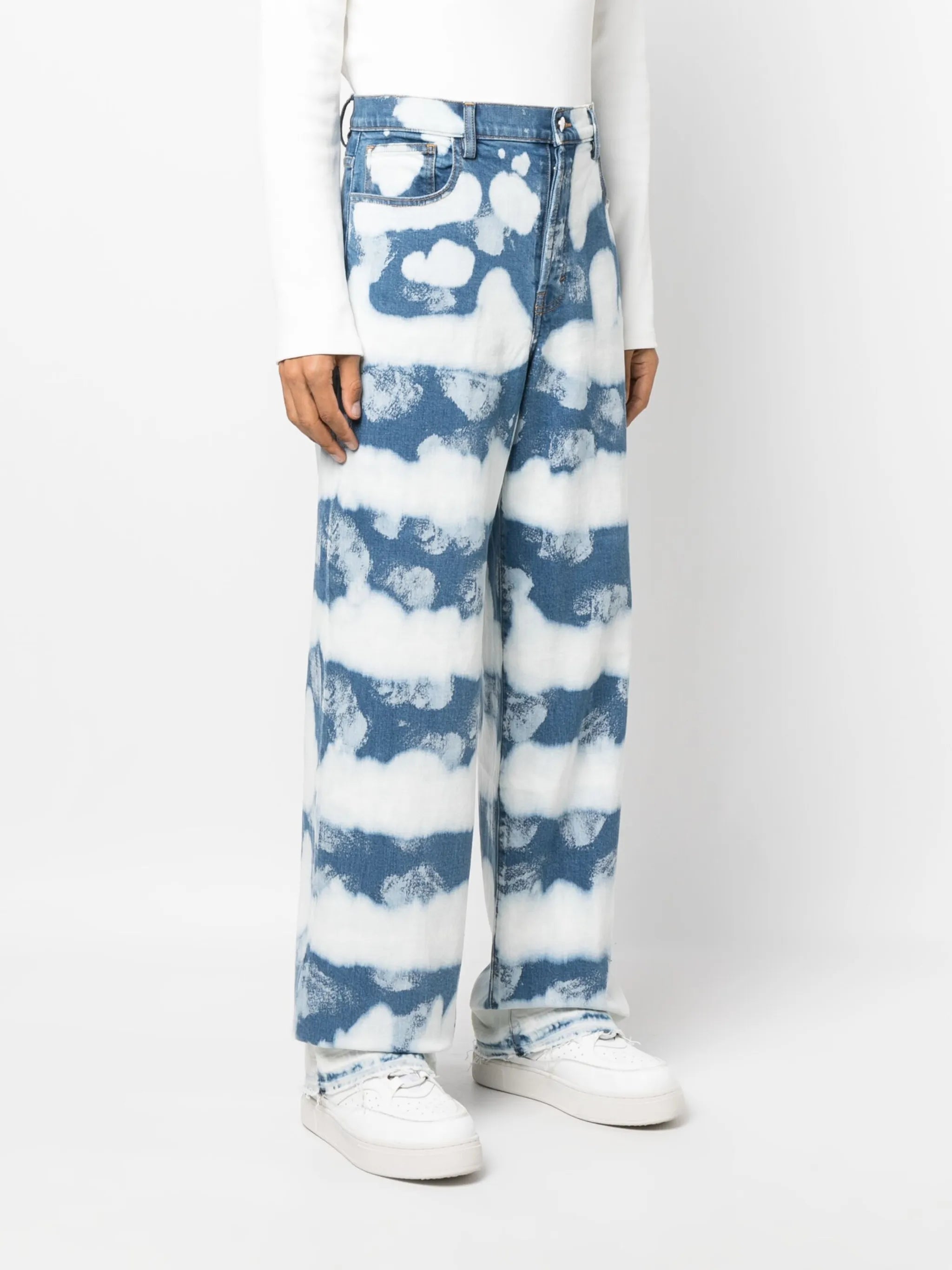 ocean-waves effect wide-leg jeans