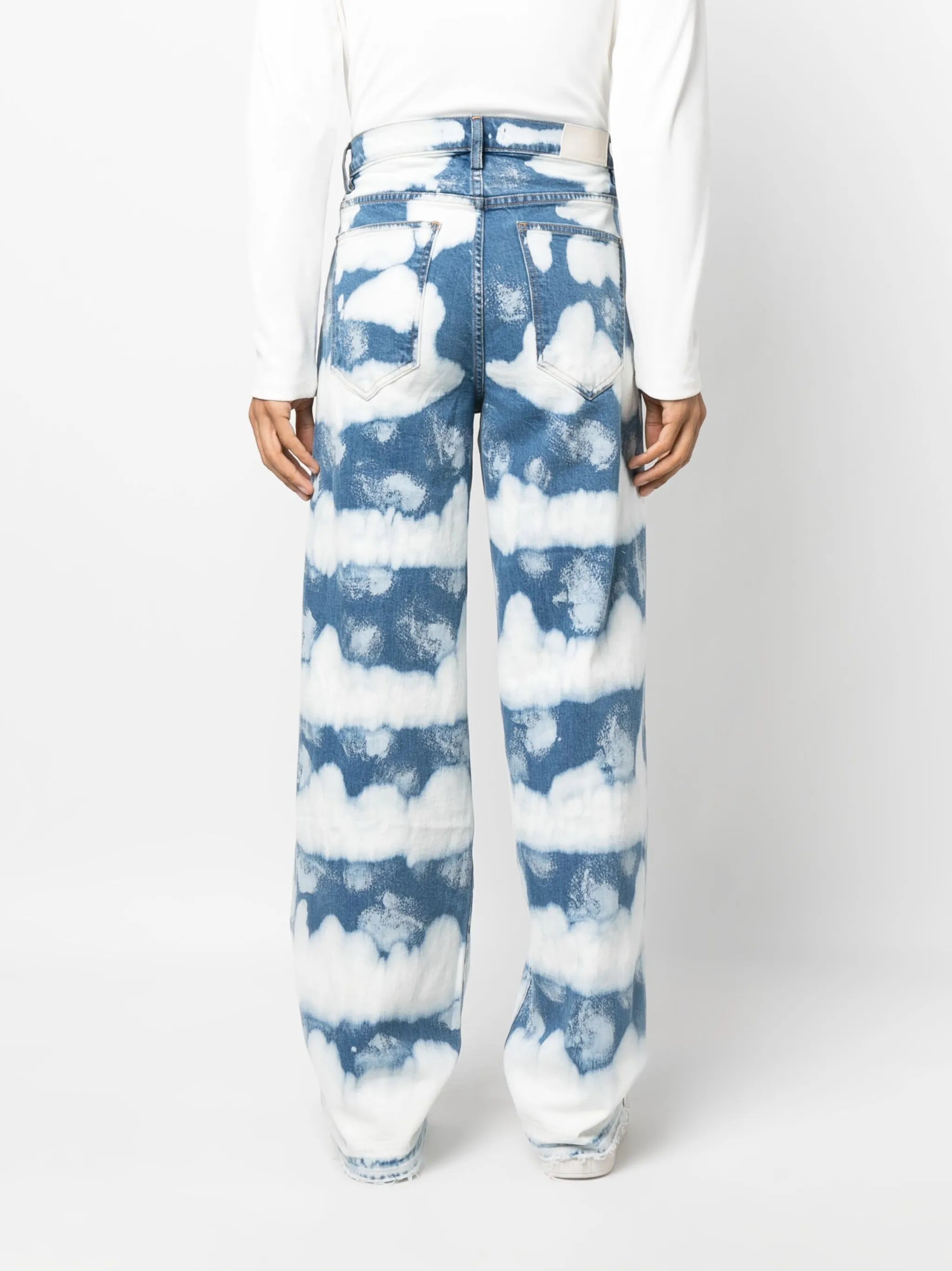 ocean-waves effect wide-leg jeans